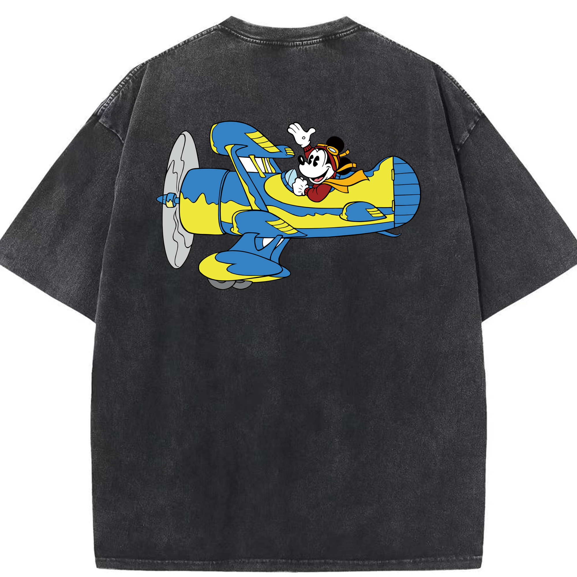 （画像用） ミッキーマウス Mickey Mouse 綿100% ヴィンテージ風 半袖Tシャツ（背面プリント）