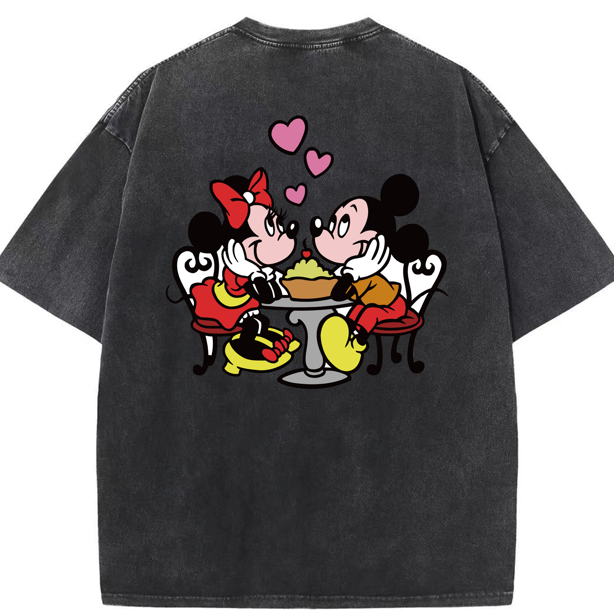 （画像用） ミッキーマウス Mickey Mouse 綿100% ヴィンテージ風 半袖Tシャツ（背面プリント）