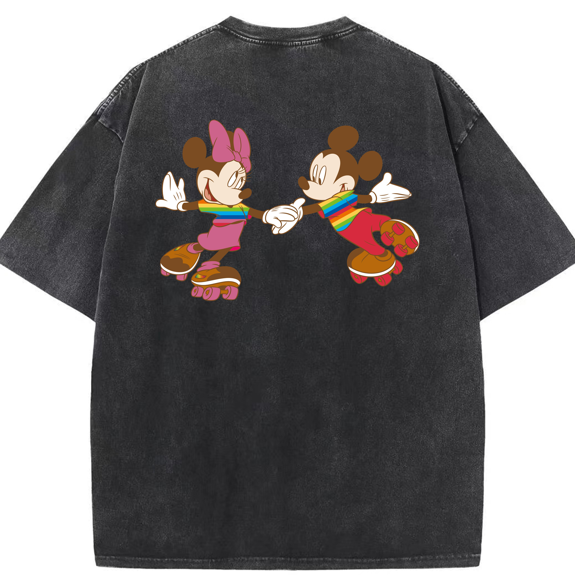 （画像用） ミッキーマウス Mickey Mouse 綿100% ヴィンテージ風 半袖Tシャツ（背面プリント）