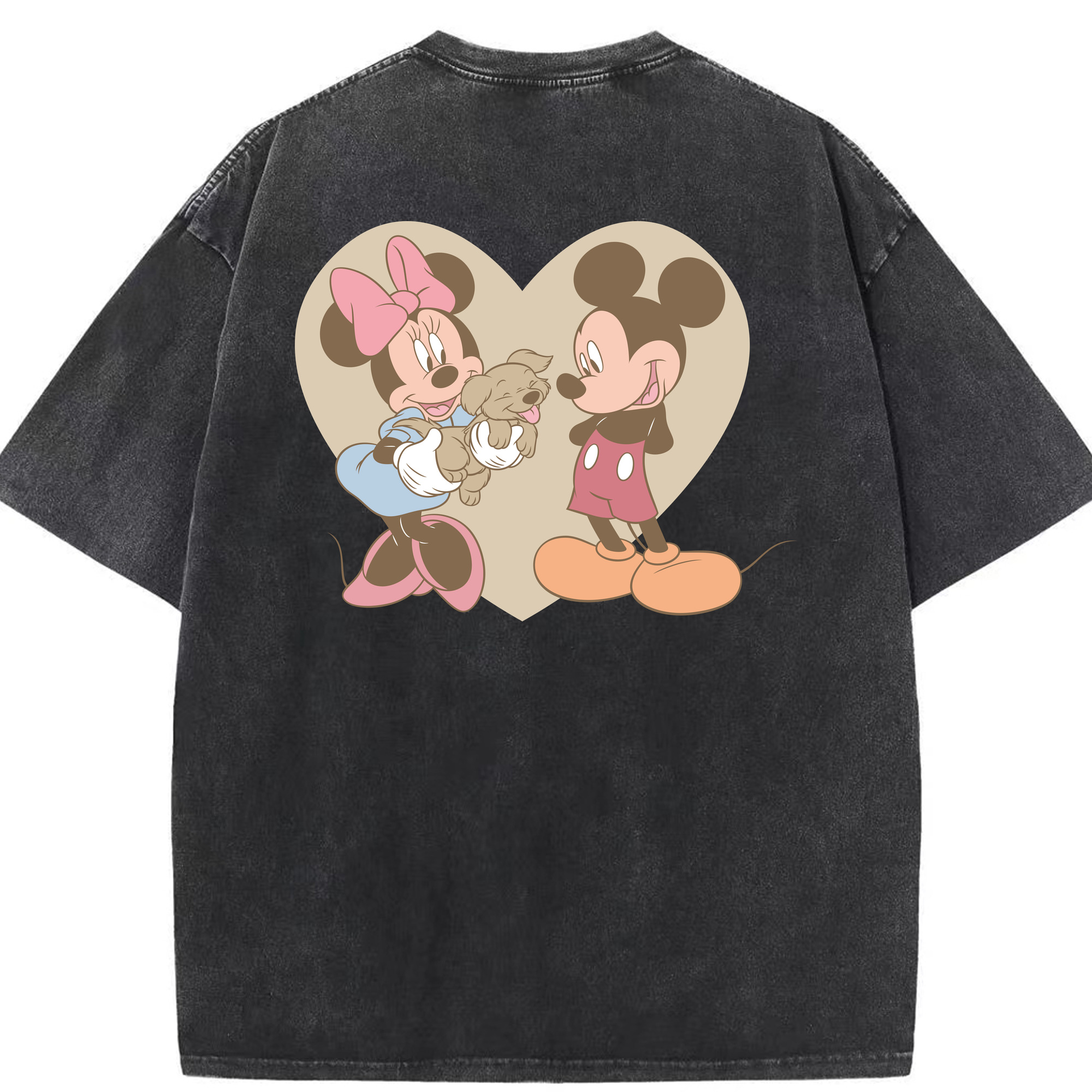 （画像用） ミッキーマウス Mickey Mouse 綿100% ヴィンテージ風 半袖Tシャツ（背面プリント）
