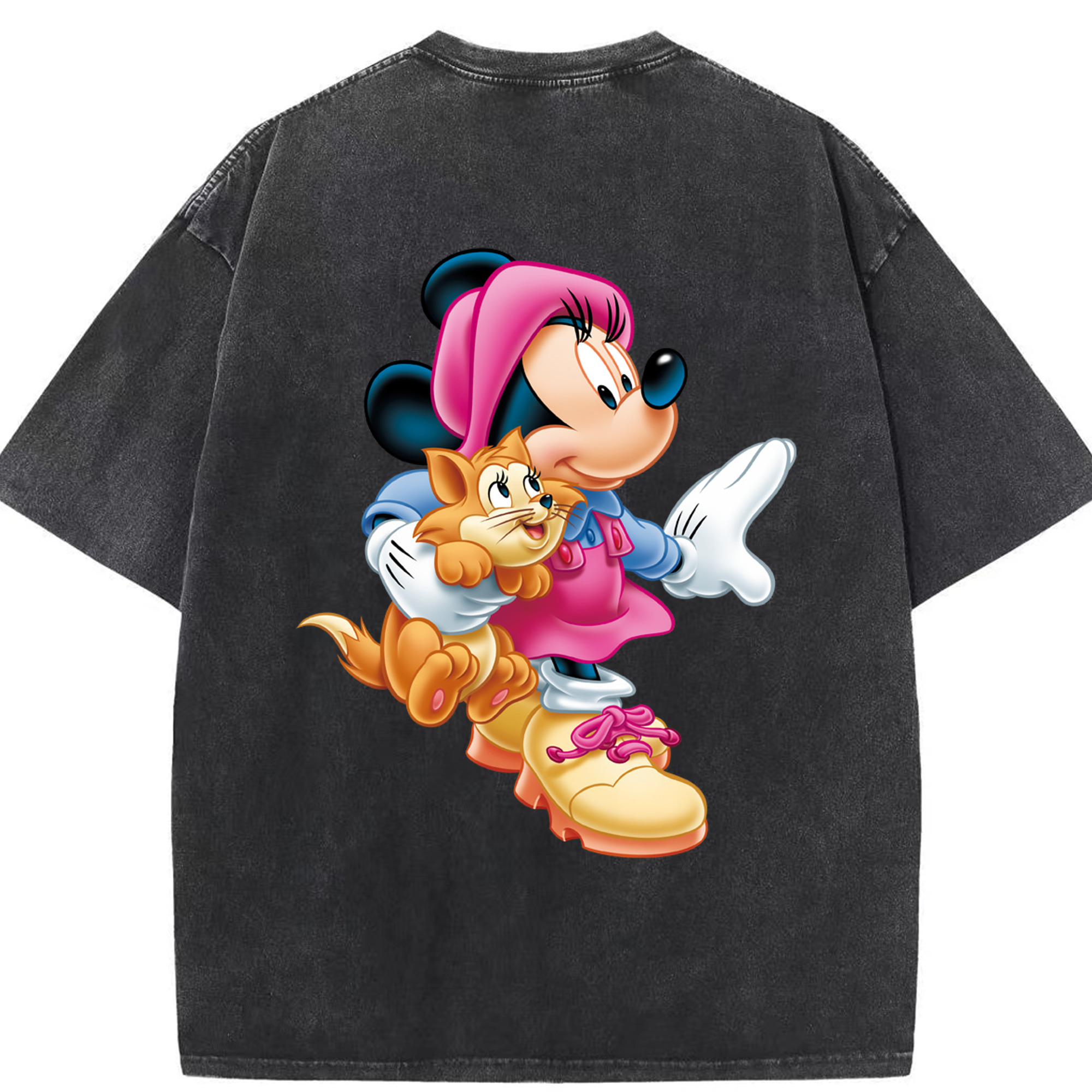 （画像用） ミッキーマウス Mickey Mouse 綿100% ヴィンテージ風 半袖Tシャツ（背面プリント）