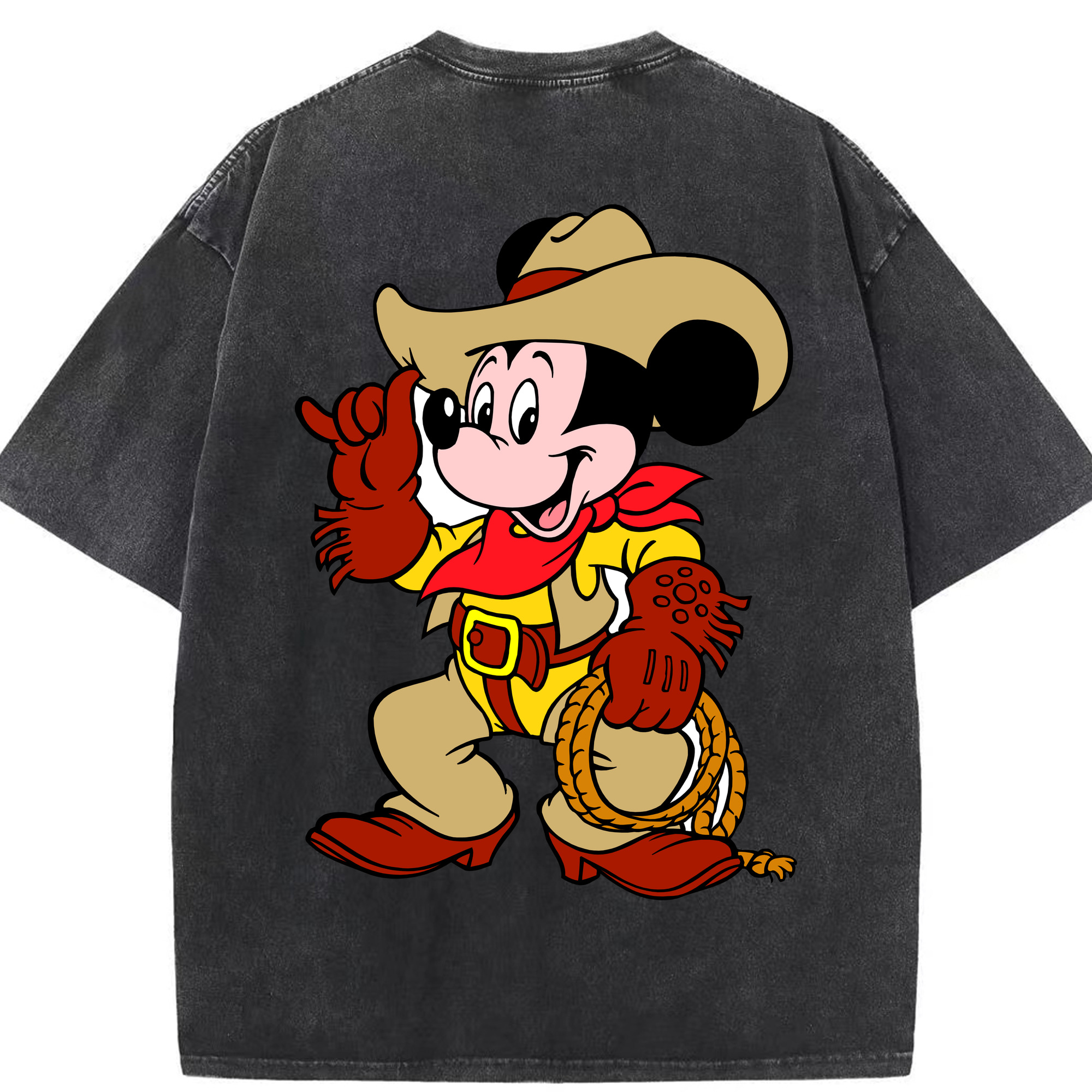 （画像用） ミッキーマウス Mickey Mouse 綿100% ヴィンテージ風 半袖Tシャツ（背面プリント）