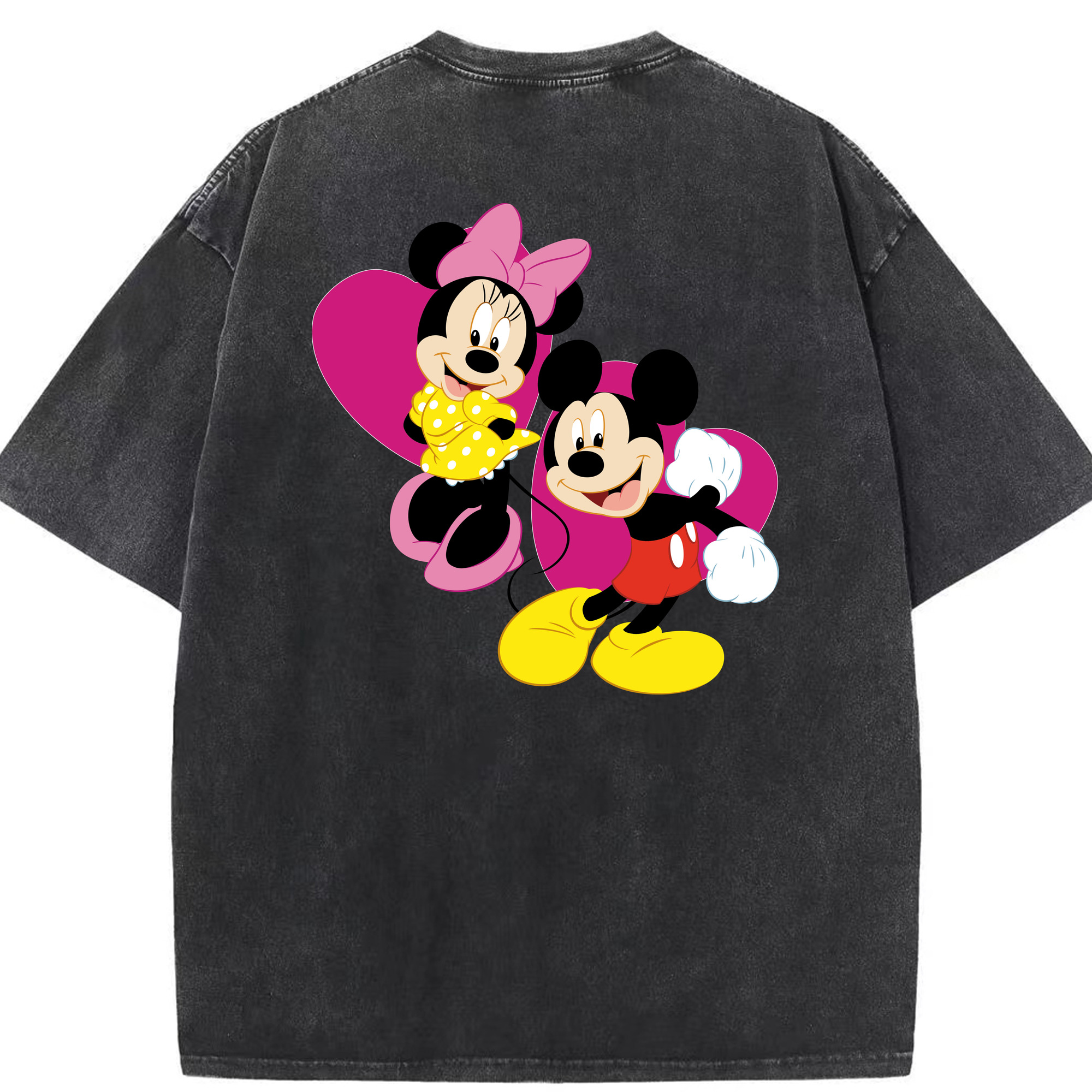 （画像用） ミッキーマウス Mickey Mouse 綿100% ヴィンテージ風 半袖Tシャツ（背面プリント）
