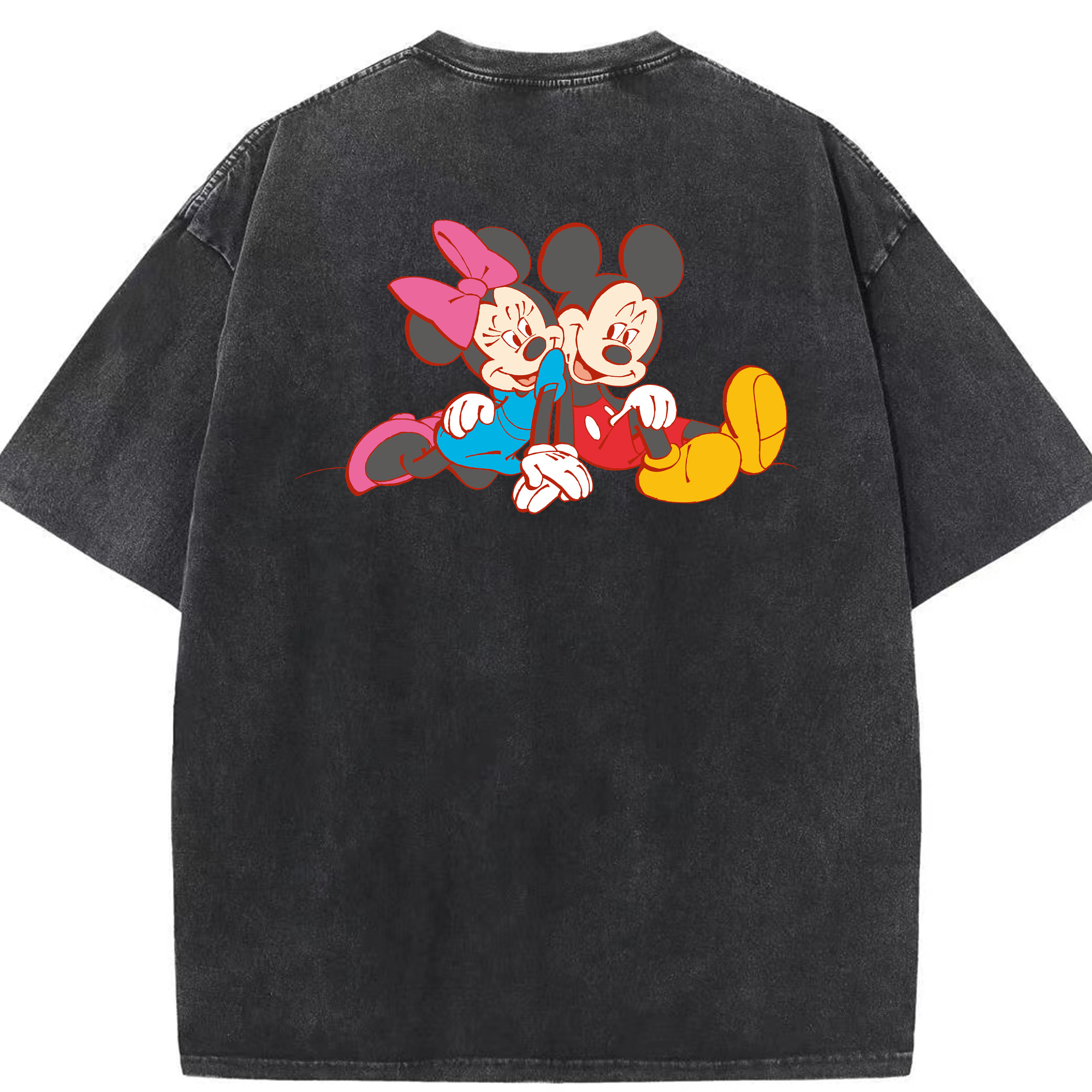 （画像用） ミッキーマウス Mickey Mouse 綿100% ヴィンテージ風 半袖Tシャツ（背面プリント）