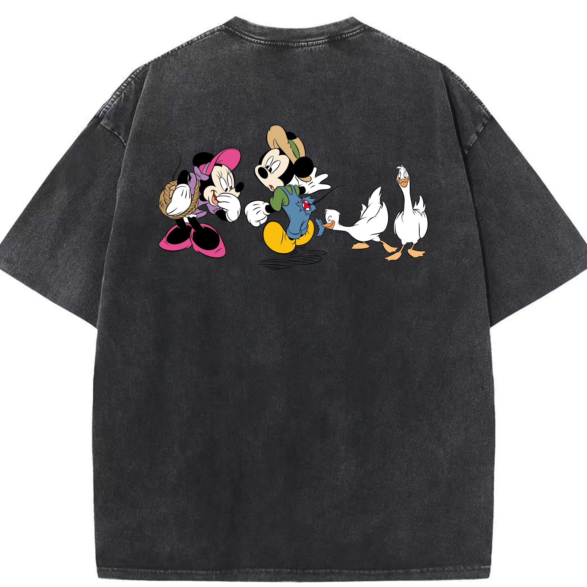 （画像用） ミッキーマウス Mickey Mouse 綿100% ヴィンテージ風 半袖Tシャツ（背面プリント）
