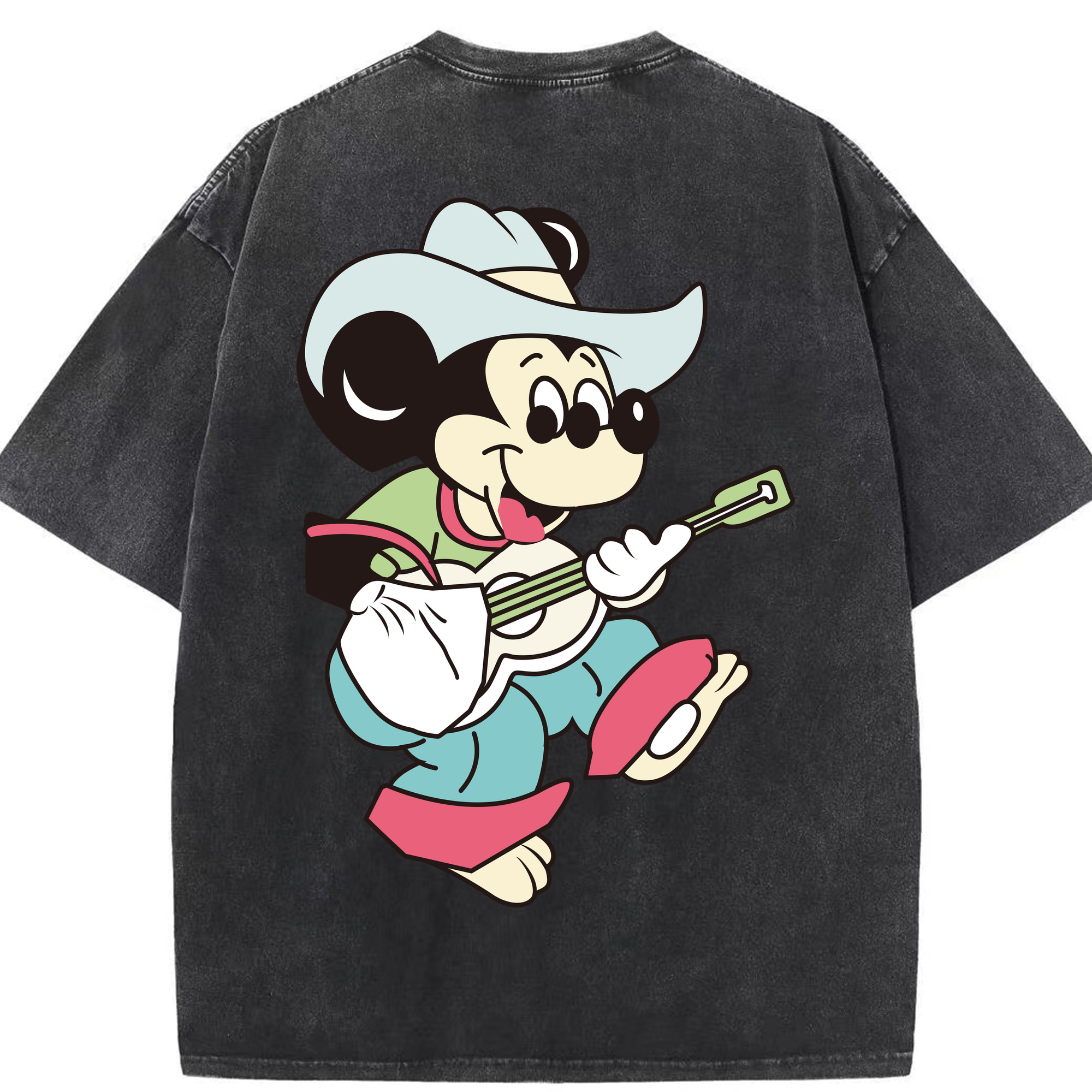 （画像用） ミッキーマウス Mickey Mouse 綿100% ヴィンテージ風 半袖Tシャツ（背面プリント）