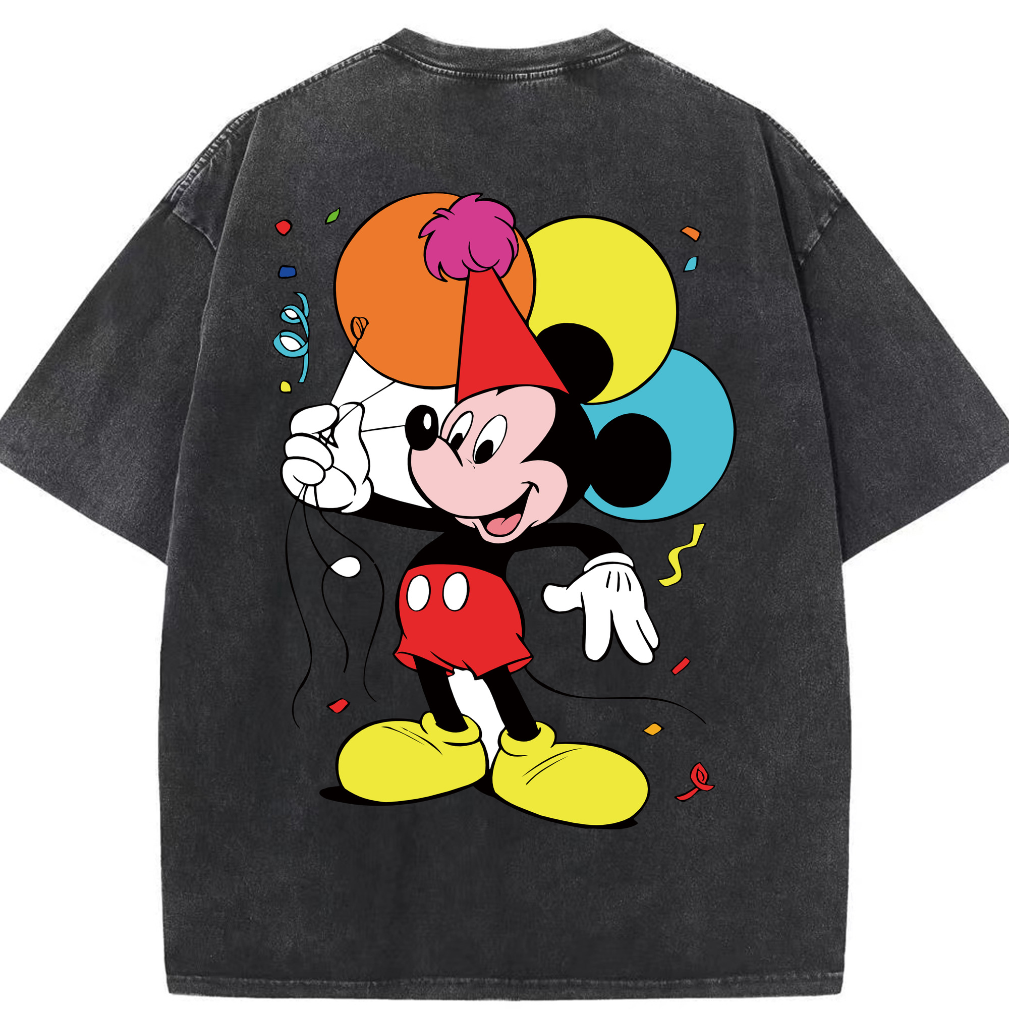 （画像用） ミッキーマウス Mickey Mouse 綿100% ヴィンテージ風 半袖Tシャツ（背面プリント）