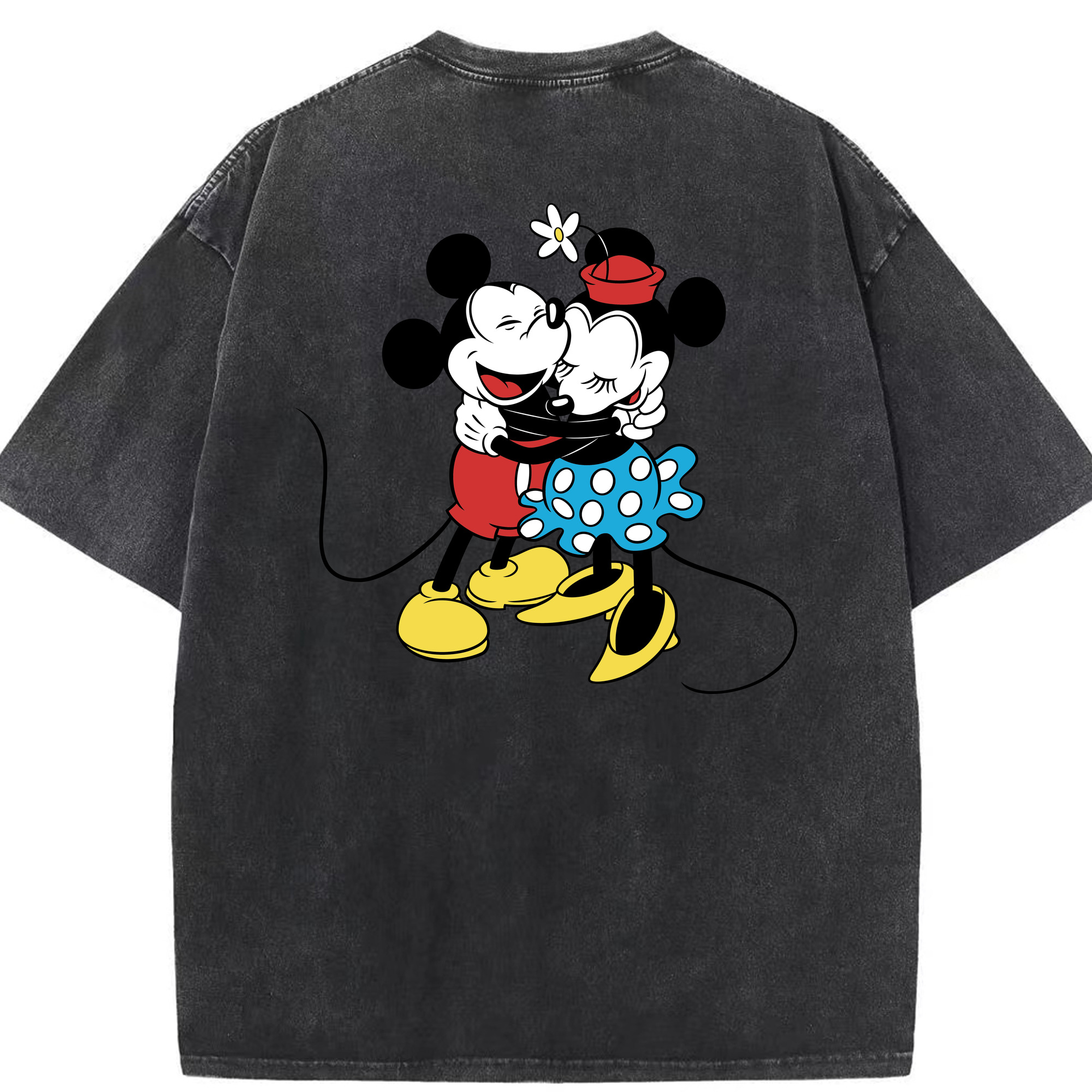 （画像用） ミッキーマウス Mickey Mouse 綿100% ヴィンテージ風 半袖Tシャツ（背面プリント）