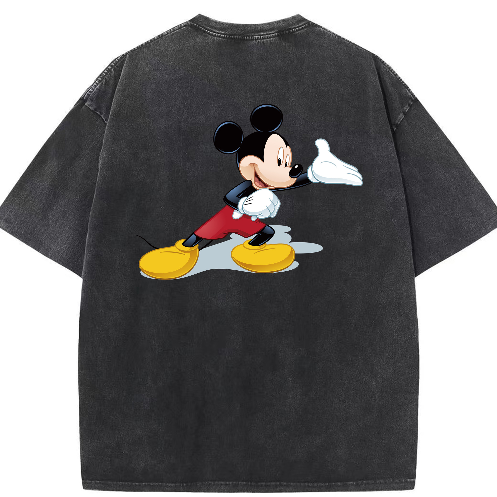 （画像用） ミッキーマウス Mickey Mouse 綿100% ヴィンテージ風 半袖Tシャツ（背面プリント）