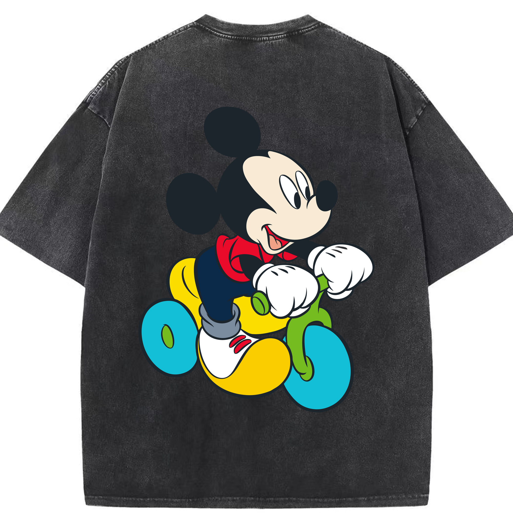 （画像用） ミッキーマウス Mickey Mouse 綿100% ヴィンテージ風 半袖Tシャツ（背面プリント）