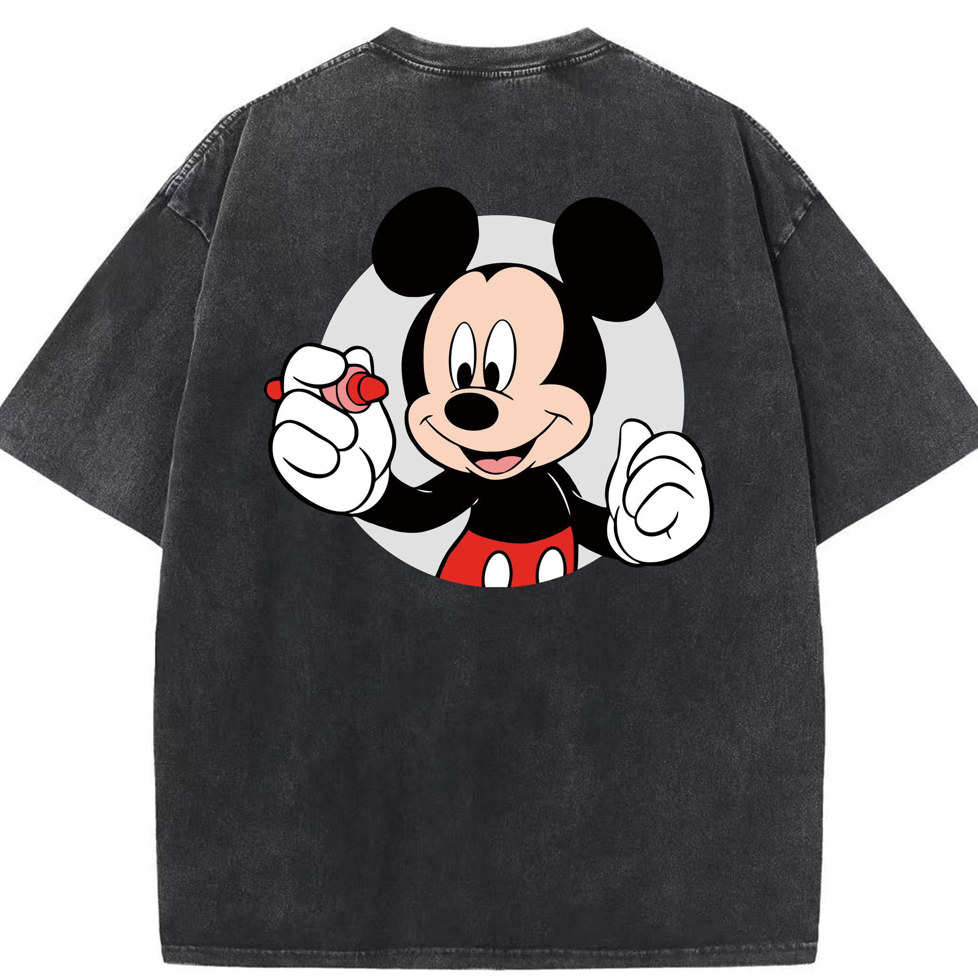 （画像用） ミッキーマウス Mickey Mouse 綿100% ヴィンテージ風 半袖Tシャツ（背面プリント）