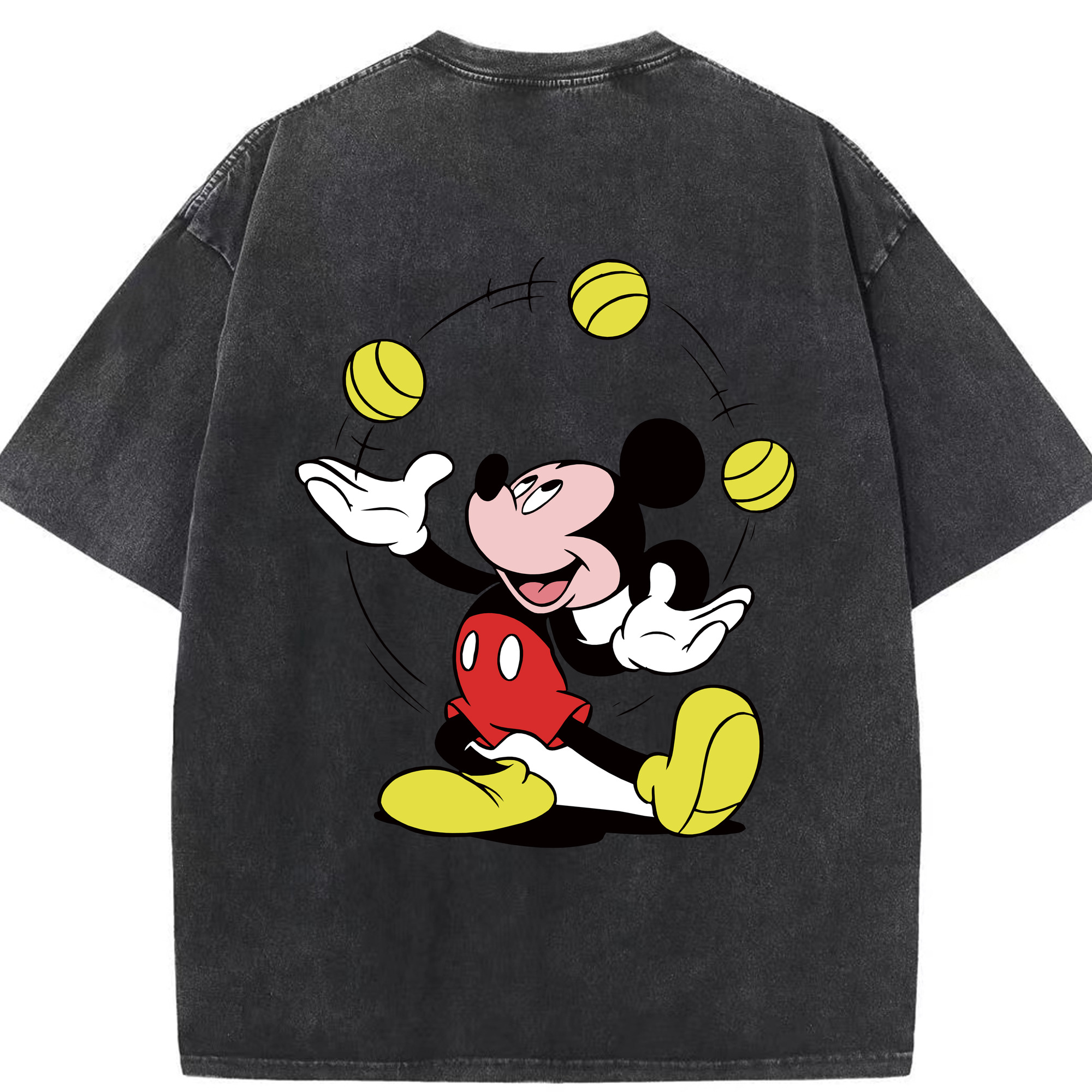 （画像用） ミッキーマウス Mickey Mouse 綿100% ヴィンテージ風 半袖Tシャツ（背面プリント）