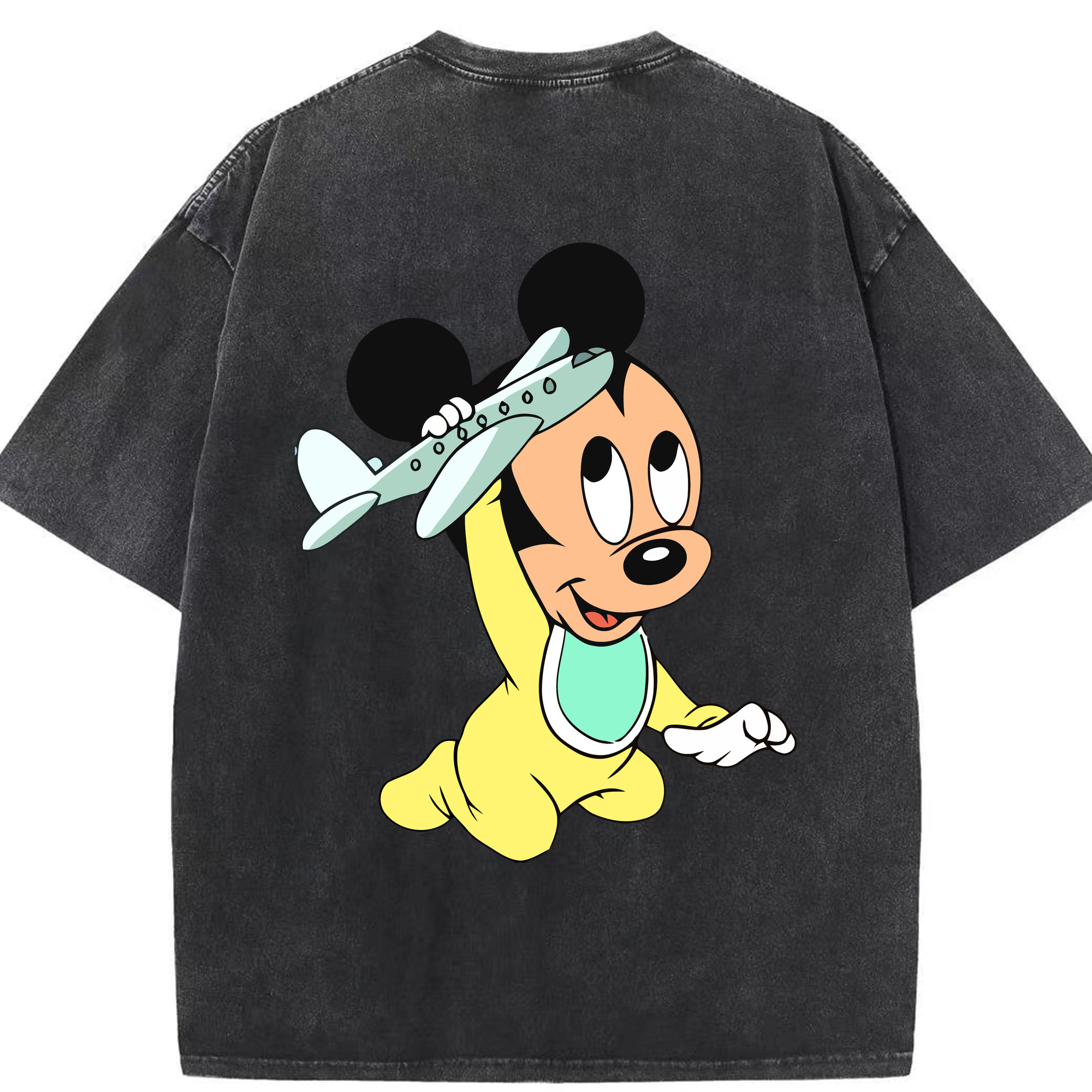 （画像用） ミッキーマウス Mickey Mouse 綿100% ヴィンテージ風 半袖Tシャツ（背面プリント）