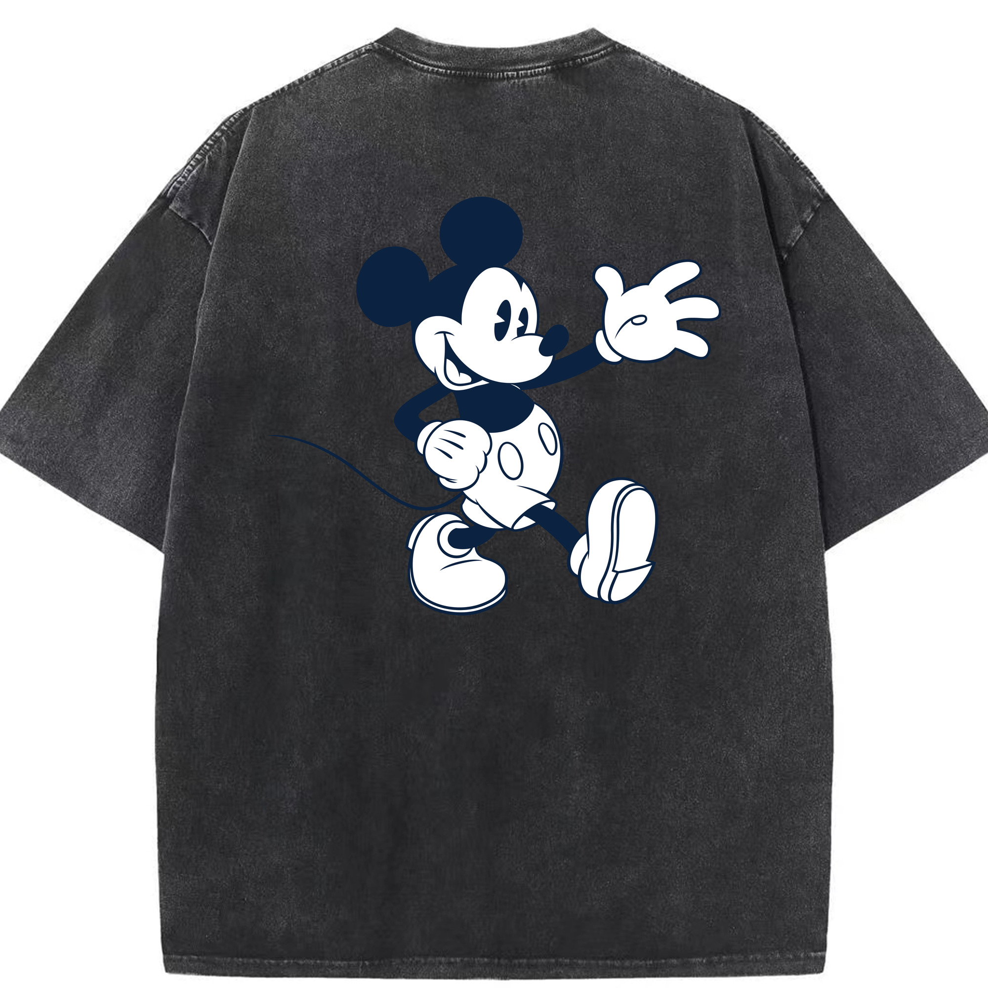 （画像用） ミッキーマウス Mickey Mouse 綿100% ヴィンテージ風 半袖Tシャツ（背面プリント）