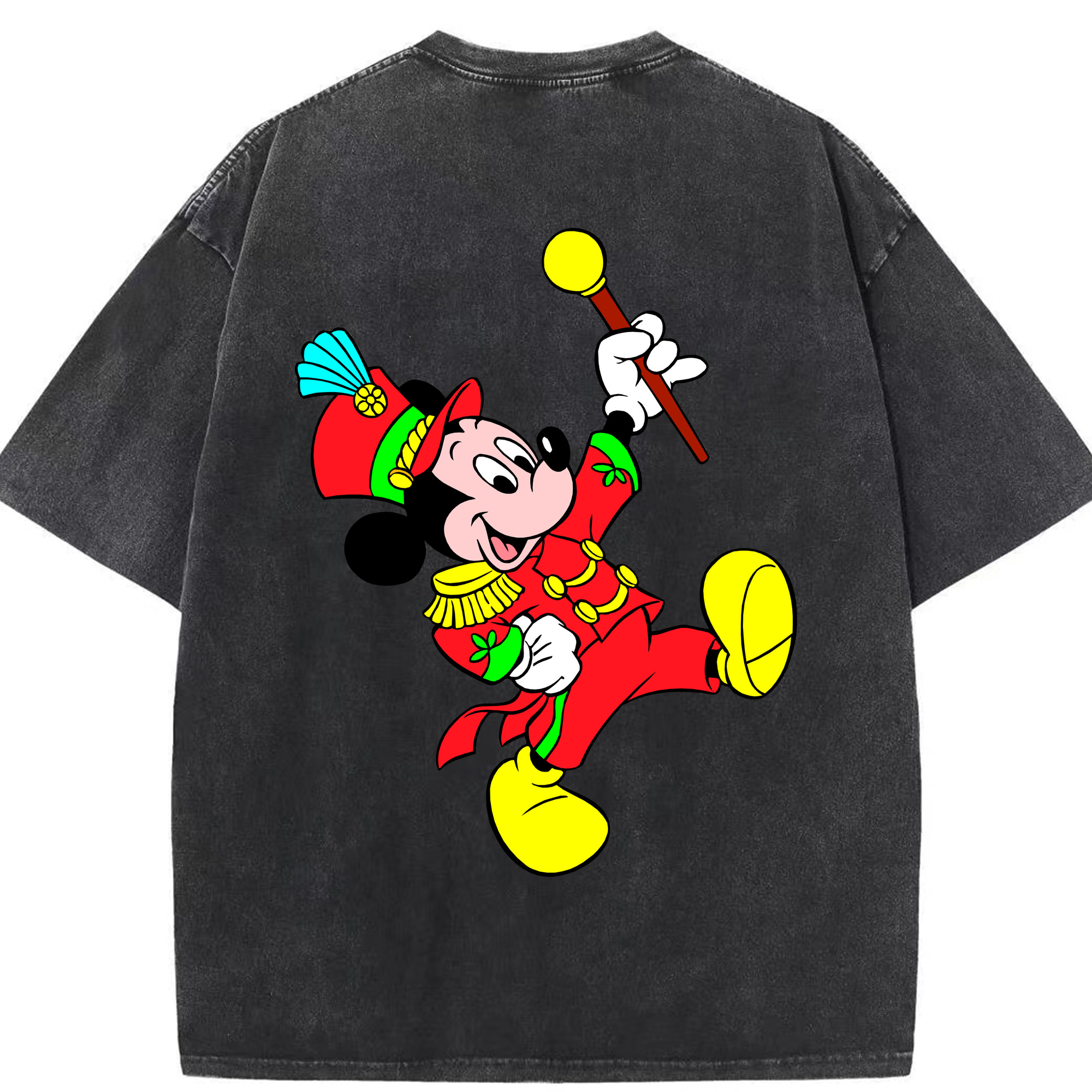 （画像用） ミッキーマウス Mickey Mouse 綿100% ヴィンテージ風 半袖Tシャツ（背面プリント）