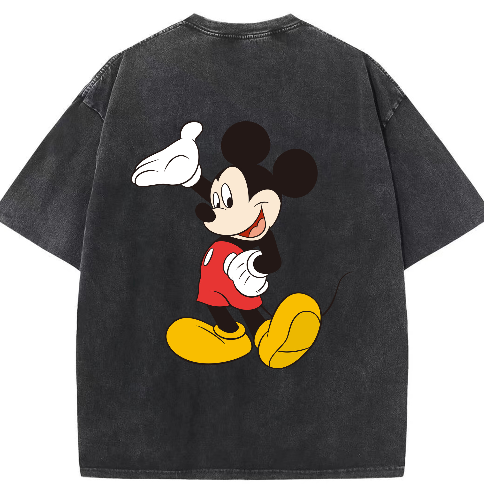 （画像用） ミッキーマウス Mickey Mouse 綿100% ヴィンテージ風 半袖Tシャツ（背面プリント）