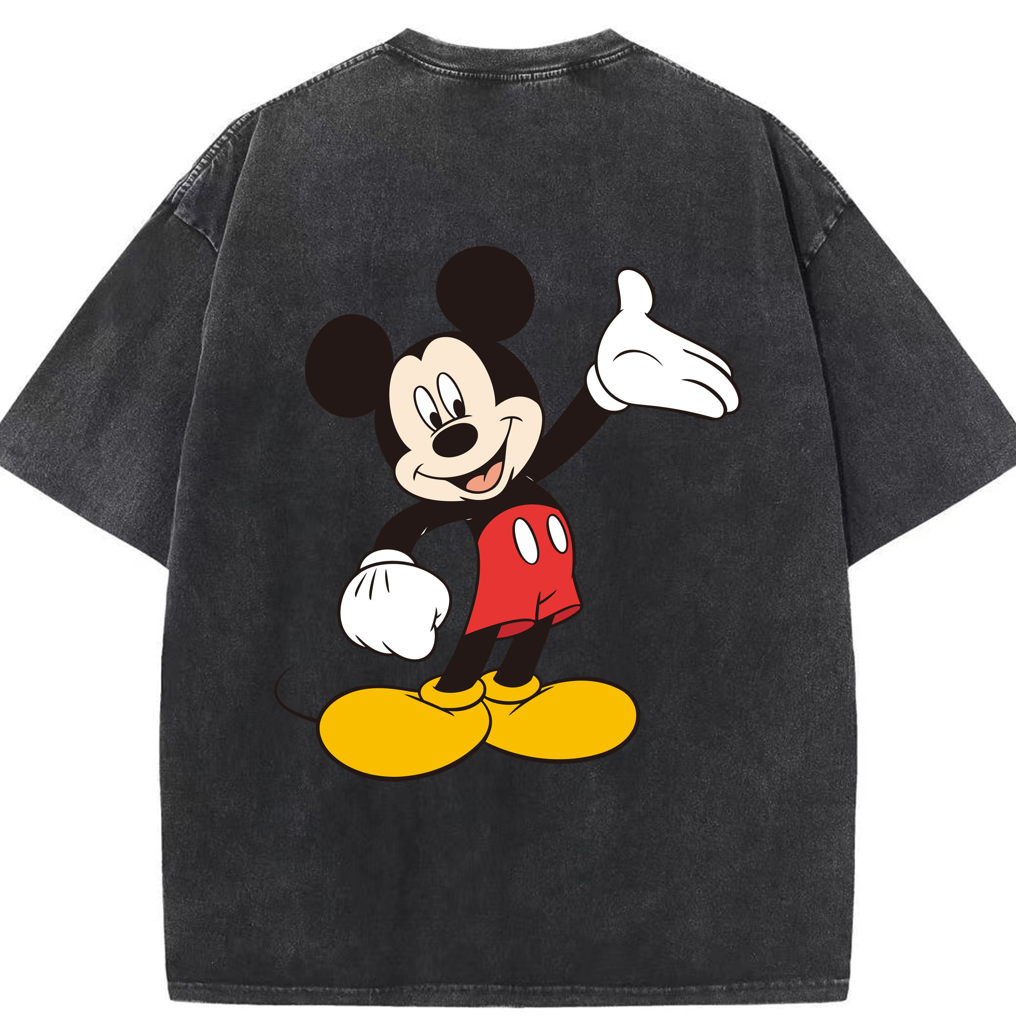（画像用） ミッキーマウス Mickey Mouse 綿100% ヴィンテージ風 半袖Tシャツ（背面プリント）
