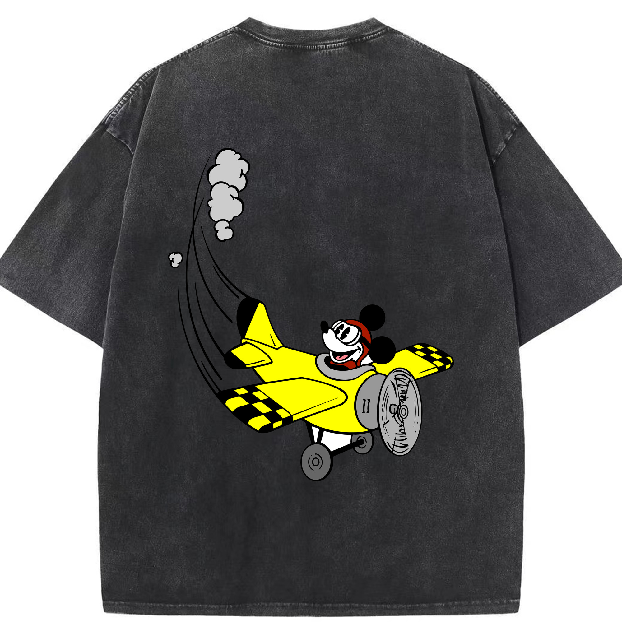 （画像用） ミッキーマウス Mickey Mouse 綿100% ヴィンテージ風 半袖Tシャツ（背面プリント）