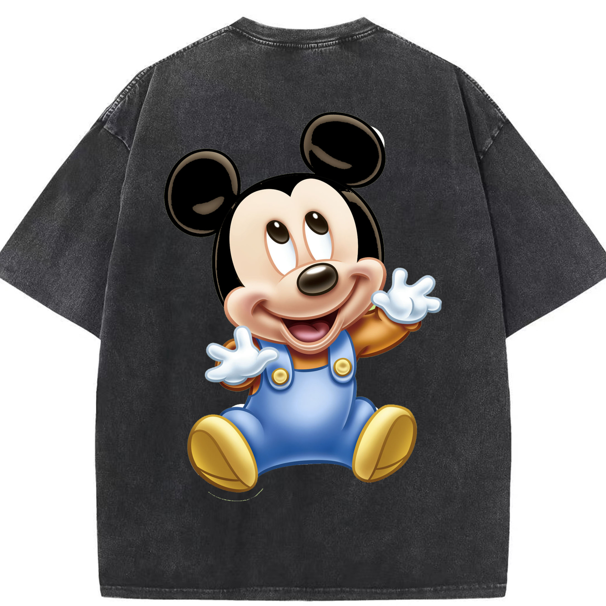 （画像用） ミッキーマウス Mickey Mouse 綿100% ヴィンテージ風 半袖Tシャツ（背面プリント）