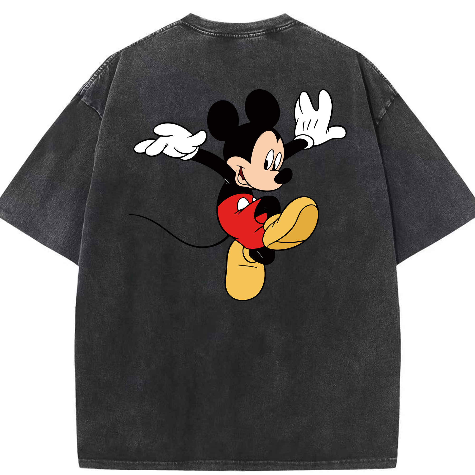 （画像用） ミッキーマウス Mickey Mouse 綿100% ヴィンテージ風 半袖Tシャツ（背面プリント）
