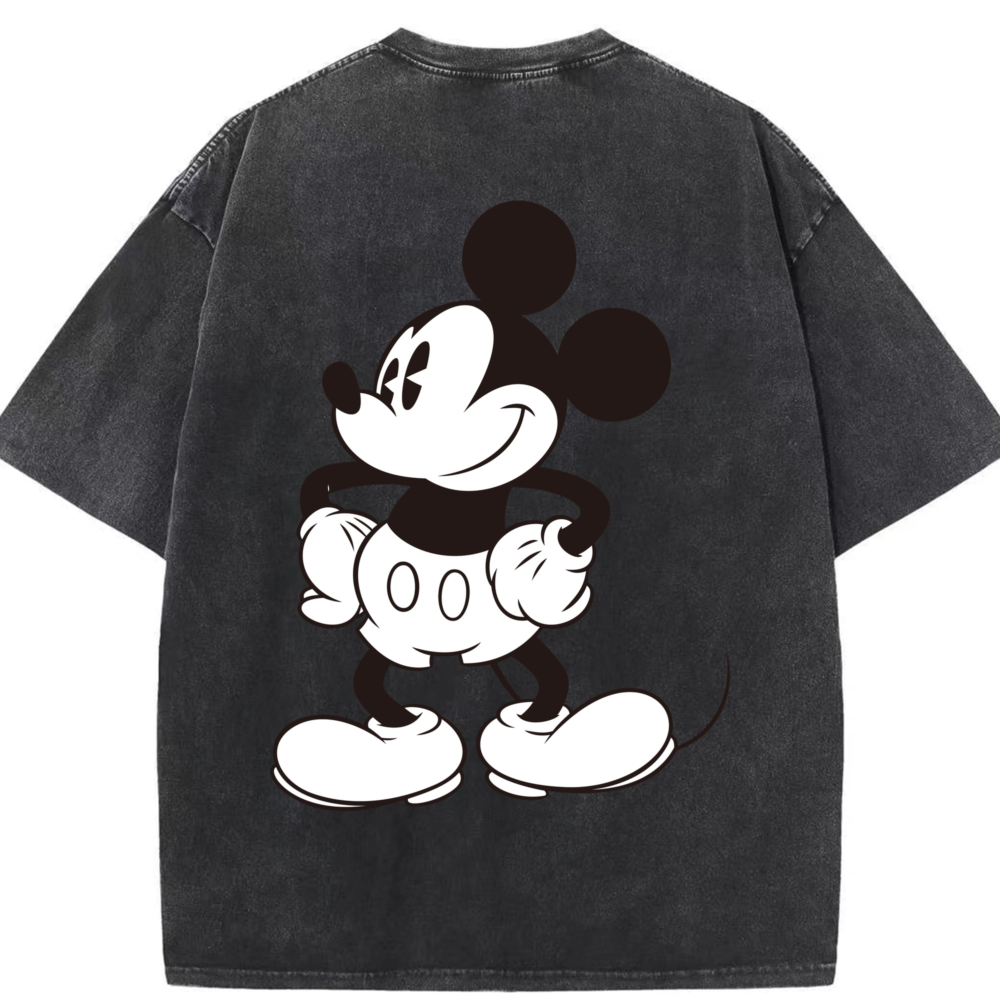 （画像用） ミッキーマウス Mickey Mouse 綿100% ヴィンテージ風 半袖Tシャツ（背面プリント）