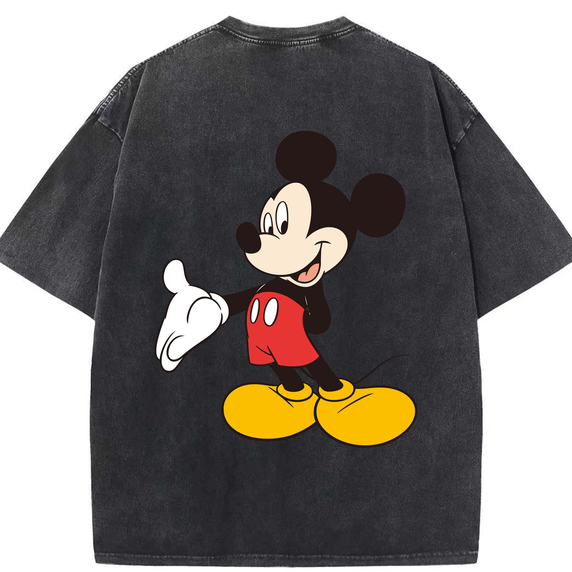 （画像用） ミッキーマウス Mickey Mouse 綿100% ヴィンテージ風 半袖Tシャツ（背面プリント）