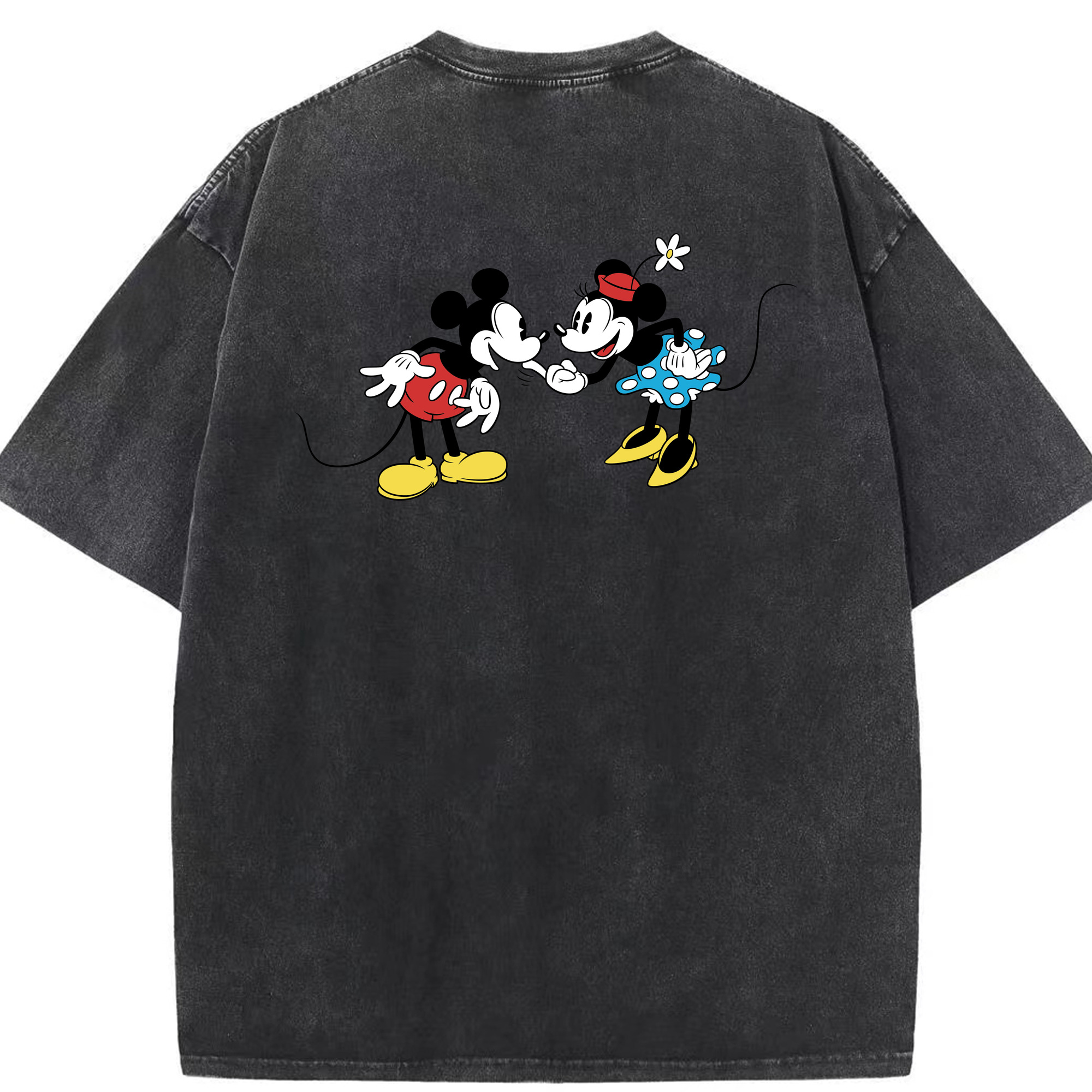 （画像用） ミッキーマウス Mickey Mouse 綿100% ヴィンテージ風 半袖Tシャツ（背面プリント）