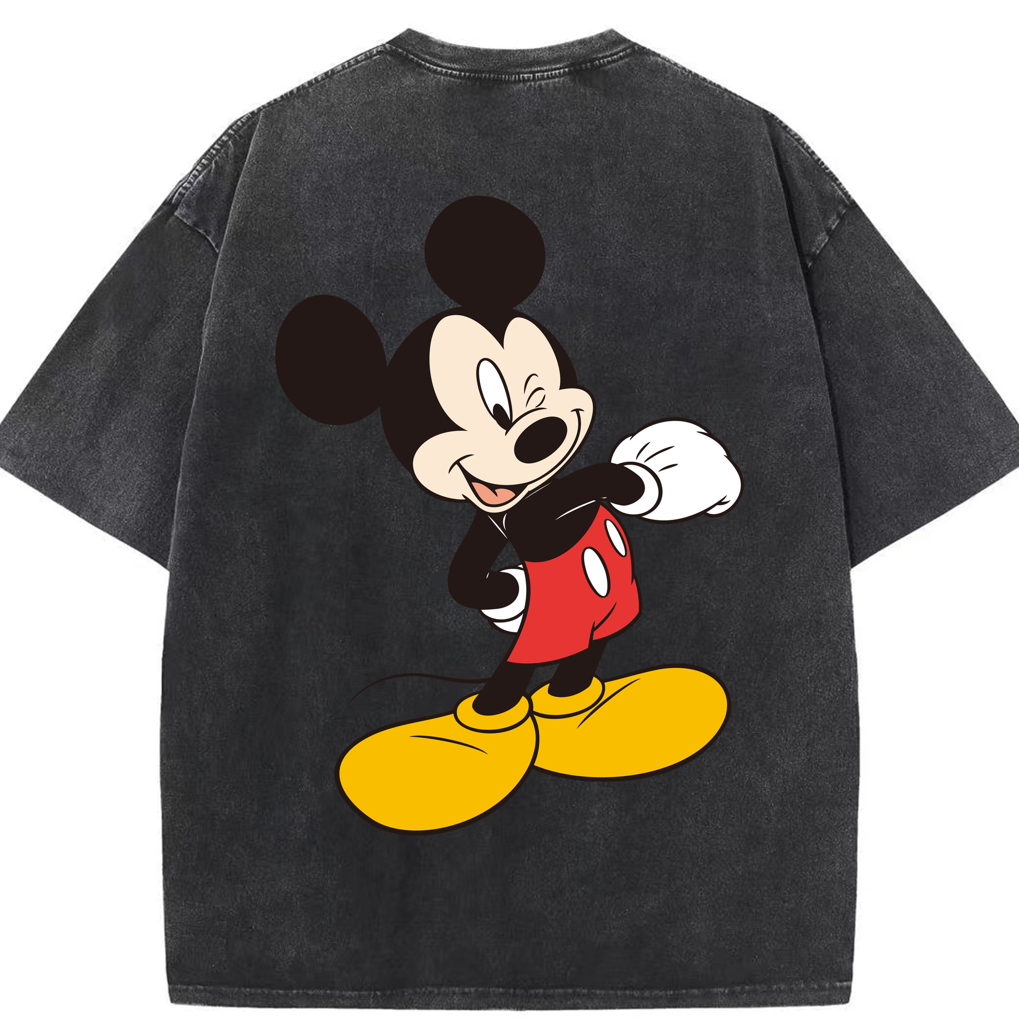 （画像用） ミッキーマウス Mickey Mouse 綿100% ヴィンテージ風 半袖Tシャツ（背面プリント）