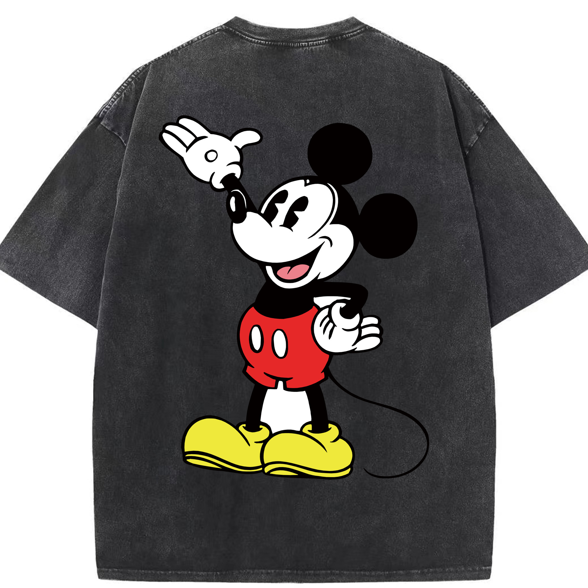 （画像用） ミッキーマウス Mickey Mouse 綿100% ヴィンテージ風 半袖Tシャツ（背面プリント）