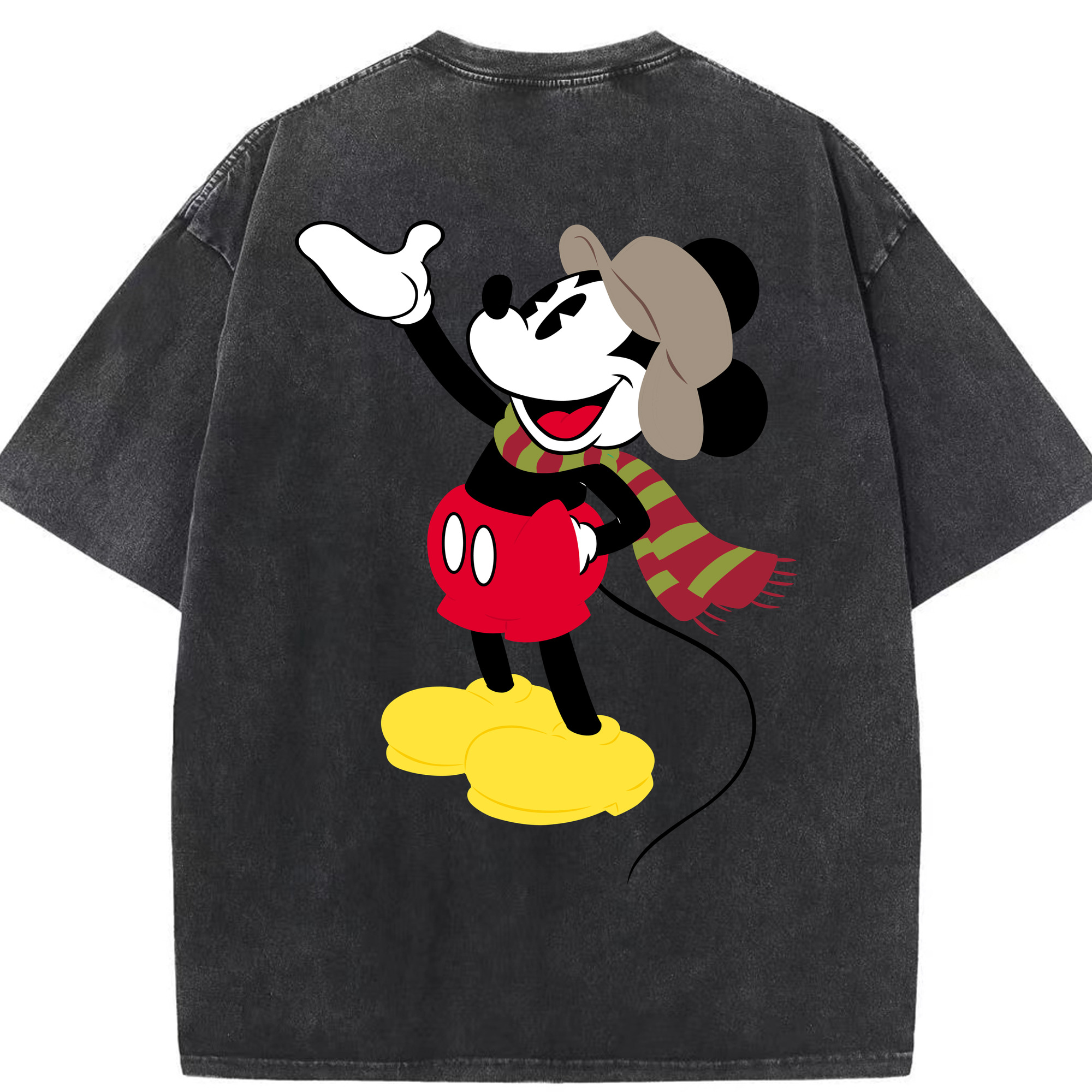 （画像用） ミッキーマウス Mickey Mouse 綿100% ヴィンテージ風 半袖Tシャツ（背面プリント）