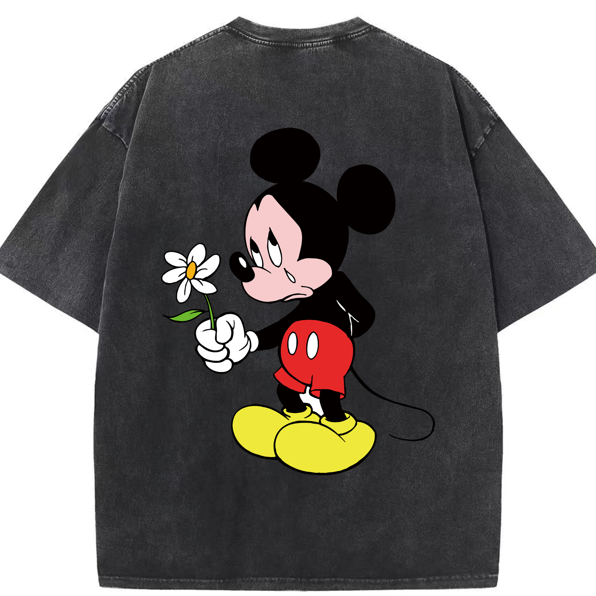 （画像用） ミッキーマウス Mickey Mouse 綿100% ヴィンテージ風 半袖Tシャツ（背面プリント）
