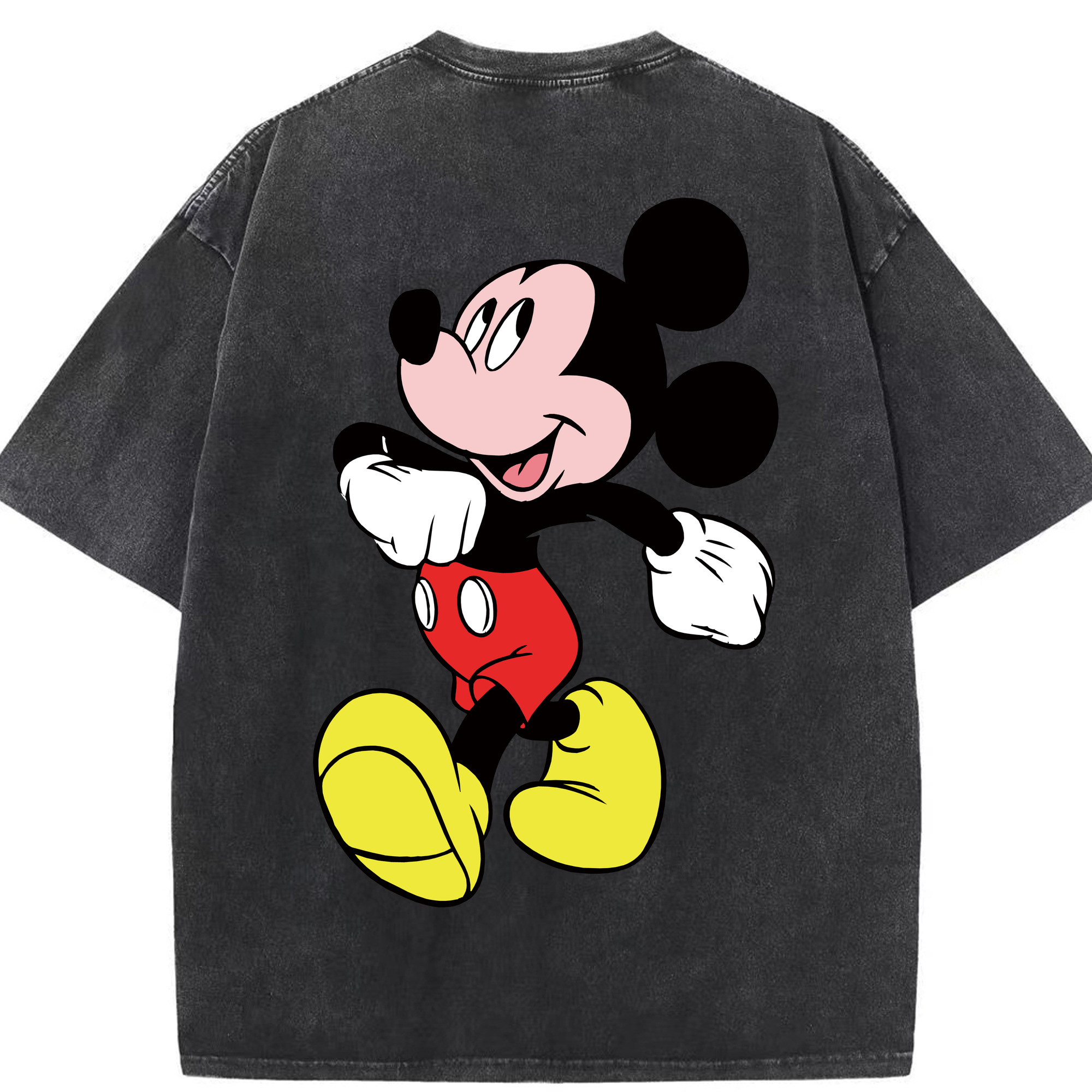 （画像用） ミッキーマウス Mickey Mouse 綿100% ヴィンテージ風 半袖Tシャツ（背面プリント）