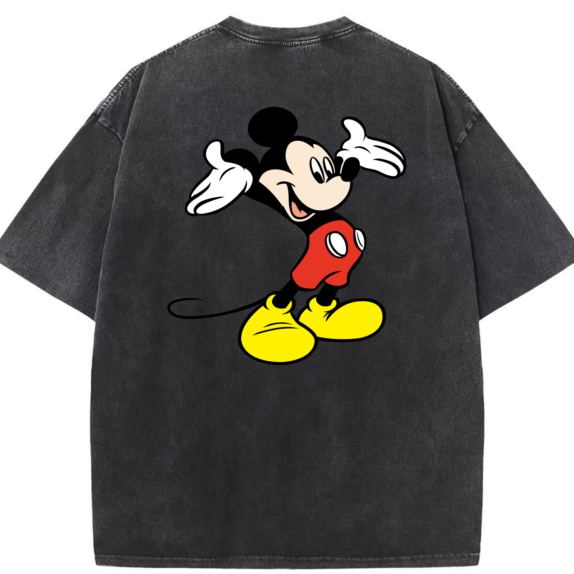 （画像用） ミッキーマウス Mickey Mouse 綿100% ヴィンテージ風 半袖Tシャツ（背面プリント）