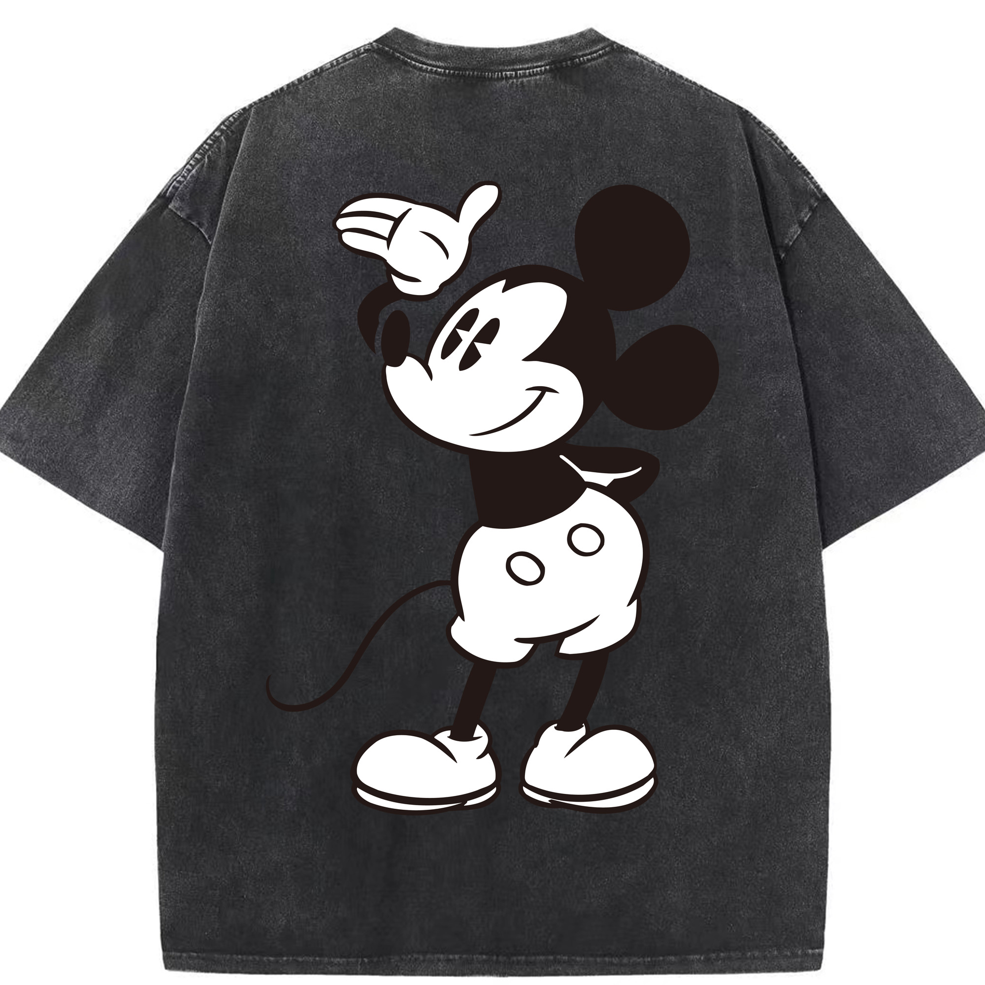 （画像用） ミッキーマウス Mickey Mouse 綿100% ヴィンテージ風 半袖Tシャツ（背面プリント）