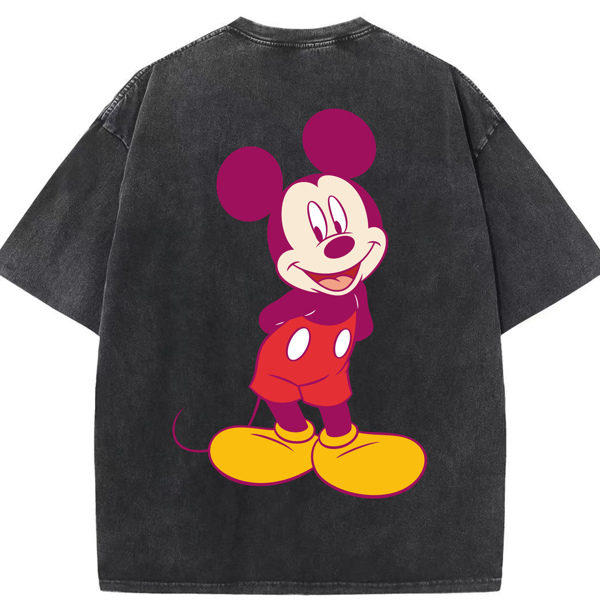 （画像用） ミッキーマウス Mickey Mouse 綿100% ヴィンテージ風 半袖Tシャツ（背面プリント）