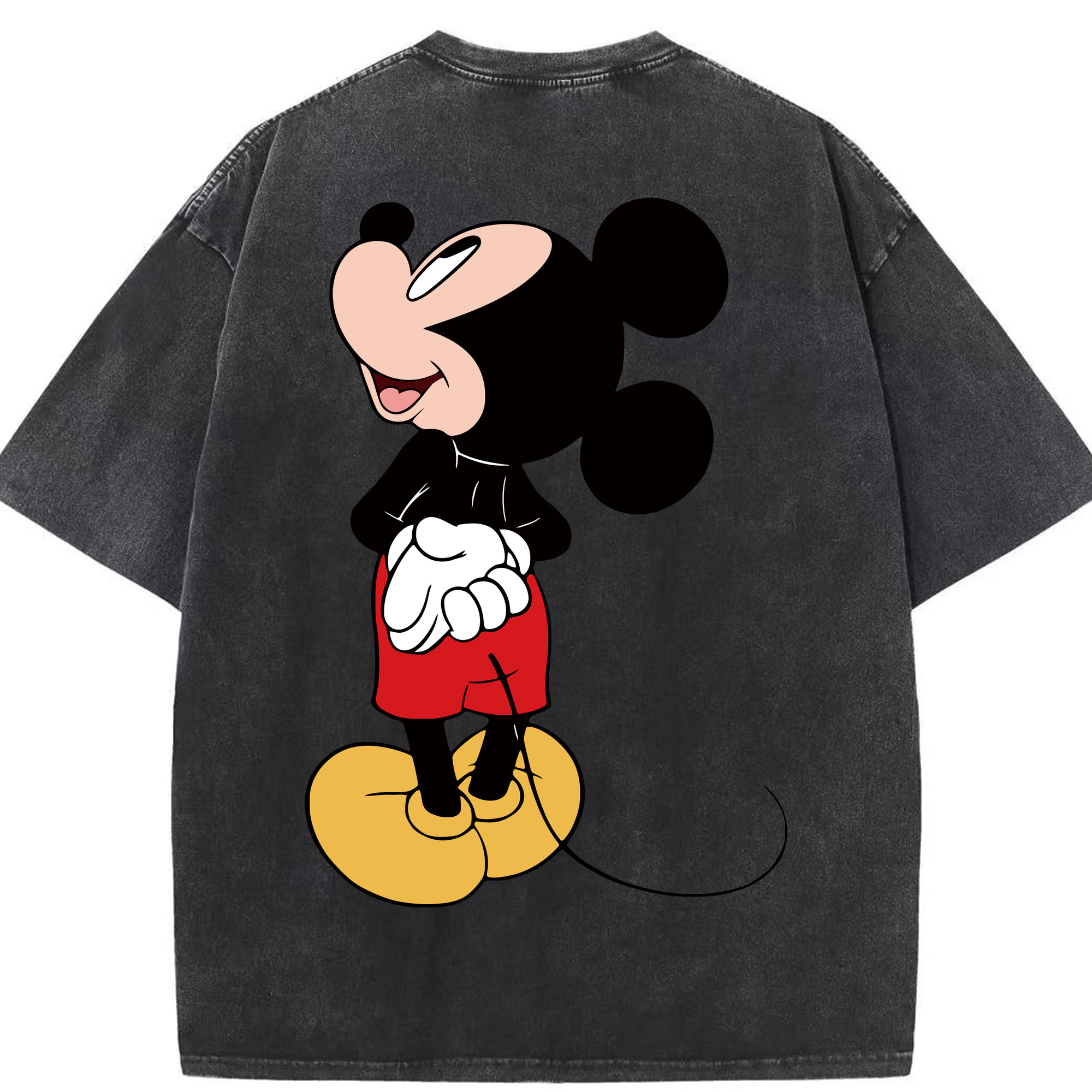 （画像用） ミッキーマウス Mickey Mouse 綿100% ヴィンテージ風 半袖Tシャツ（背面プリント）