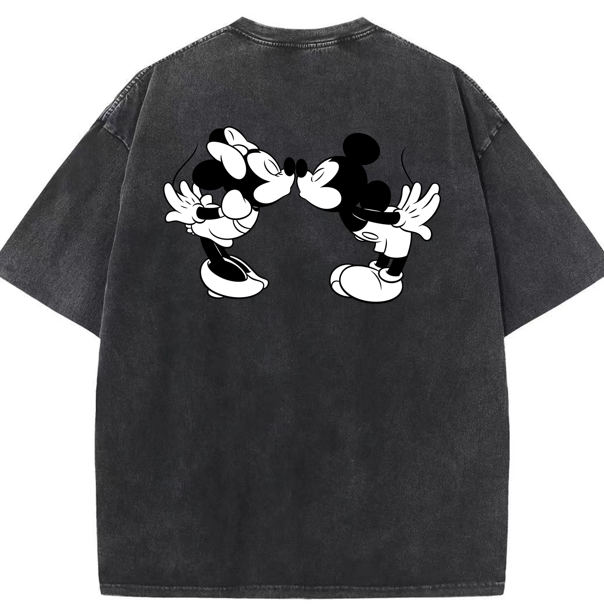 （画像用） ミッキーマウス Mickey Mouse 綿100% ヴィンテージ風 半袖Tシャツ（背面プリント）