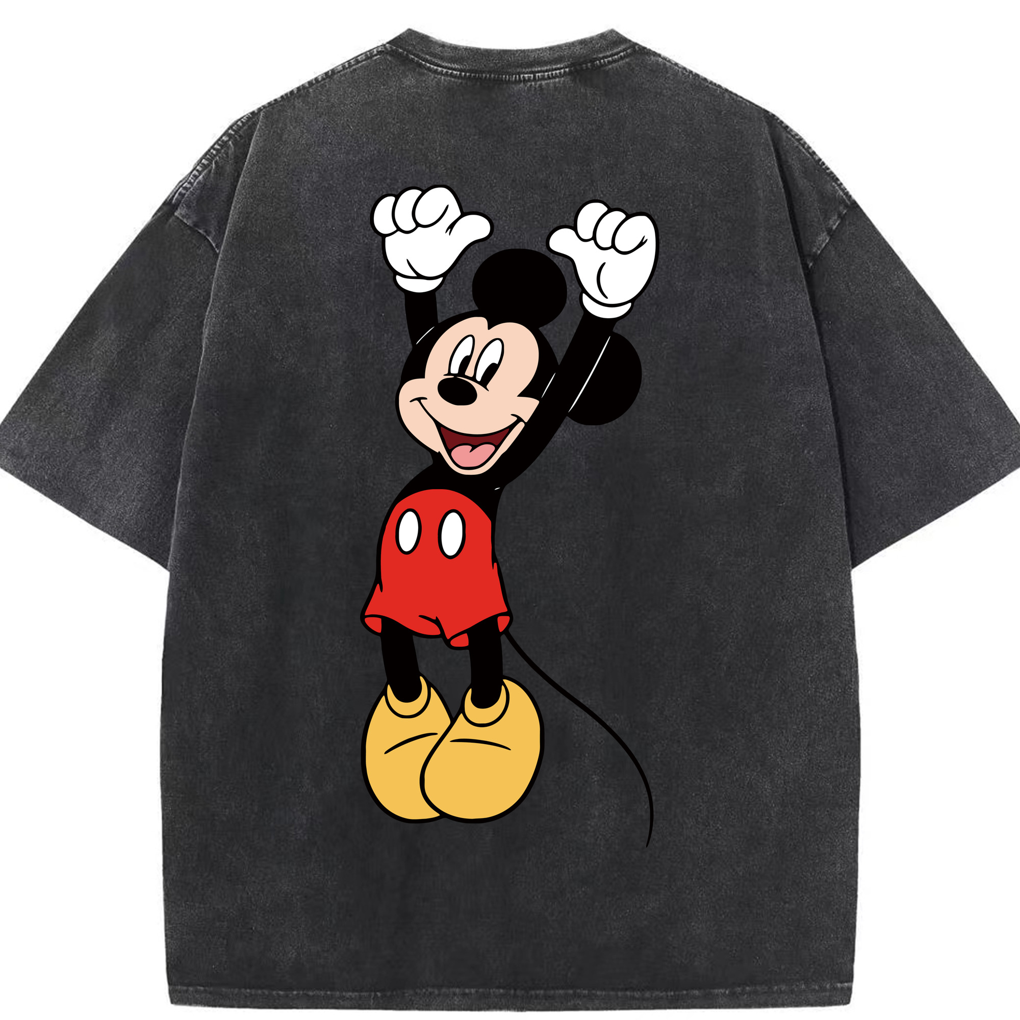 （画像用） ミッキーマウス Mickey Mouse 綿100% ヴィンテージ風 半袖Tシャツ（背面プリント）