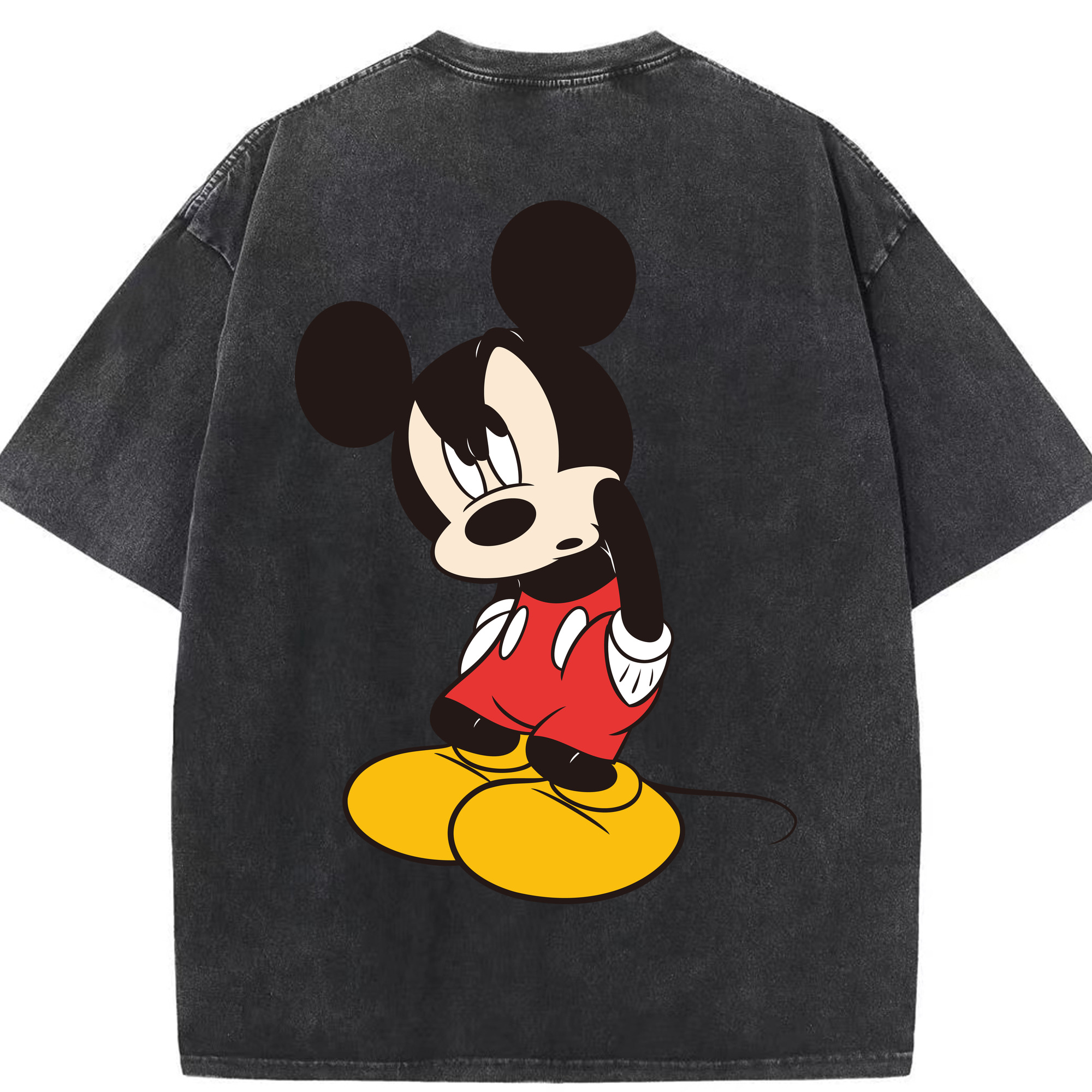 （画像用） ミッキーマウス Mickey Mouse 綿100% ヴィンテージ風 半袖Tシャツ（背面プリント）