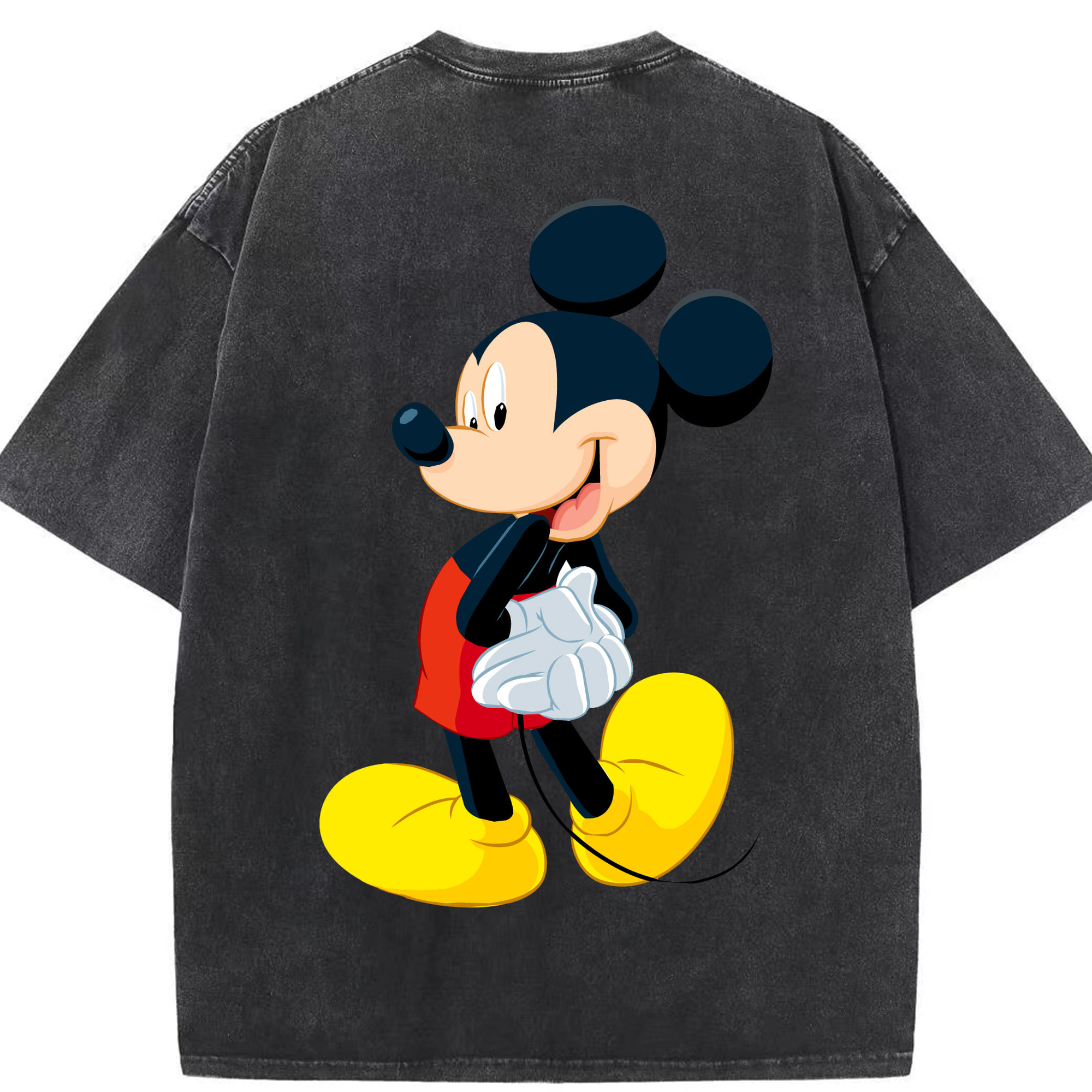 （画像用） ミッキーマウス Mickey Mouse 綿100% ヴィンテージ風 半袖Tシャツ（背面プリント）