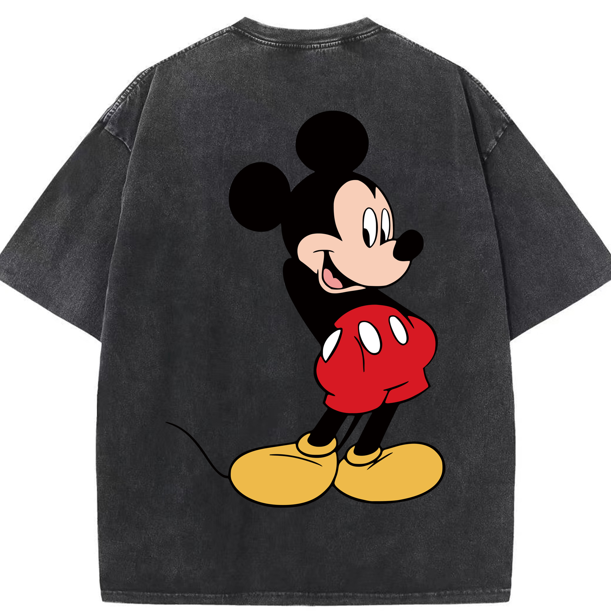 （画像用） ミッキーマウス Mickey Mouse 綿100% ヴィンテージ風 半袖Tシャツ（背面プリント）