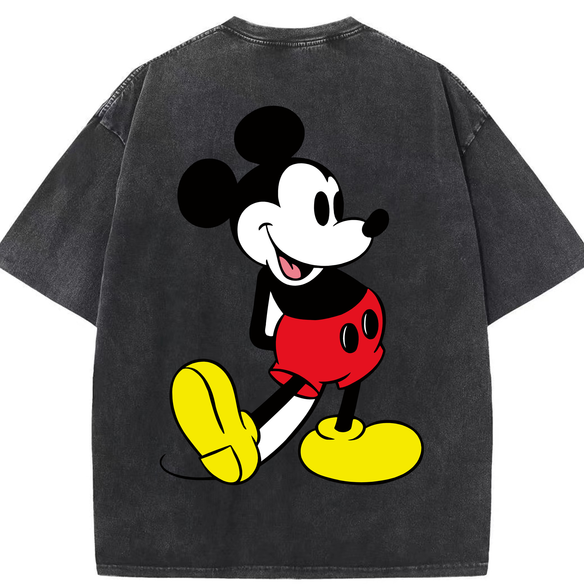 （画像用） ミッキーマウス Mickey Mouse 綿100% ヴィンテージ風 半袖Tシャツ（背面プリント）