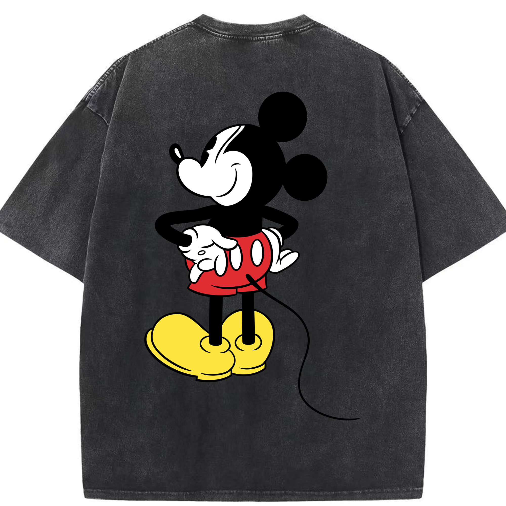 （画像用） ミッキーマウス Mickey Mouse 綿100% ヴィンテージ風 半袖Tシャツ（背面プリント）