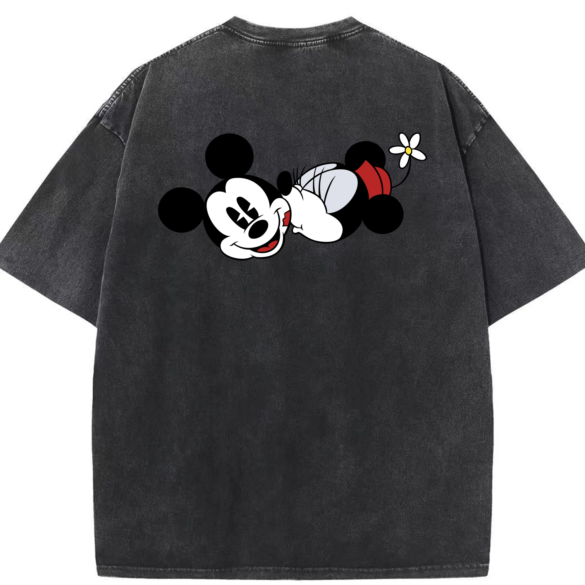 （画像用） ミッキーマウス Mickey Mouse 綿100% ヴィンテージ風 半袖Tシャツ（背面プリント）