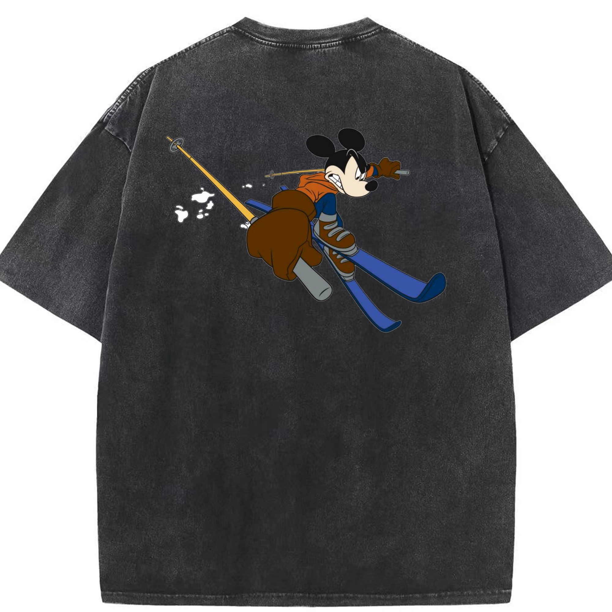 （画像用） ミッキーマウス Mickey Mouse 綿100% ヴィンテージ風 半袖Tシャツ（背面プリント）