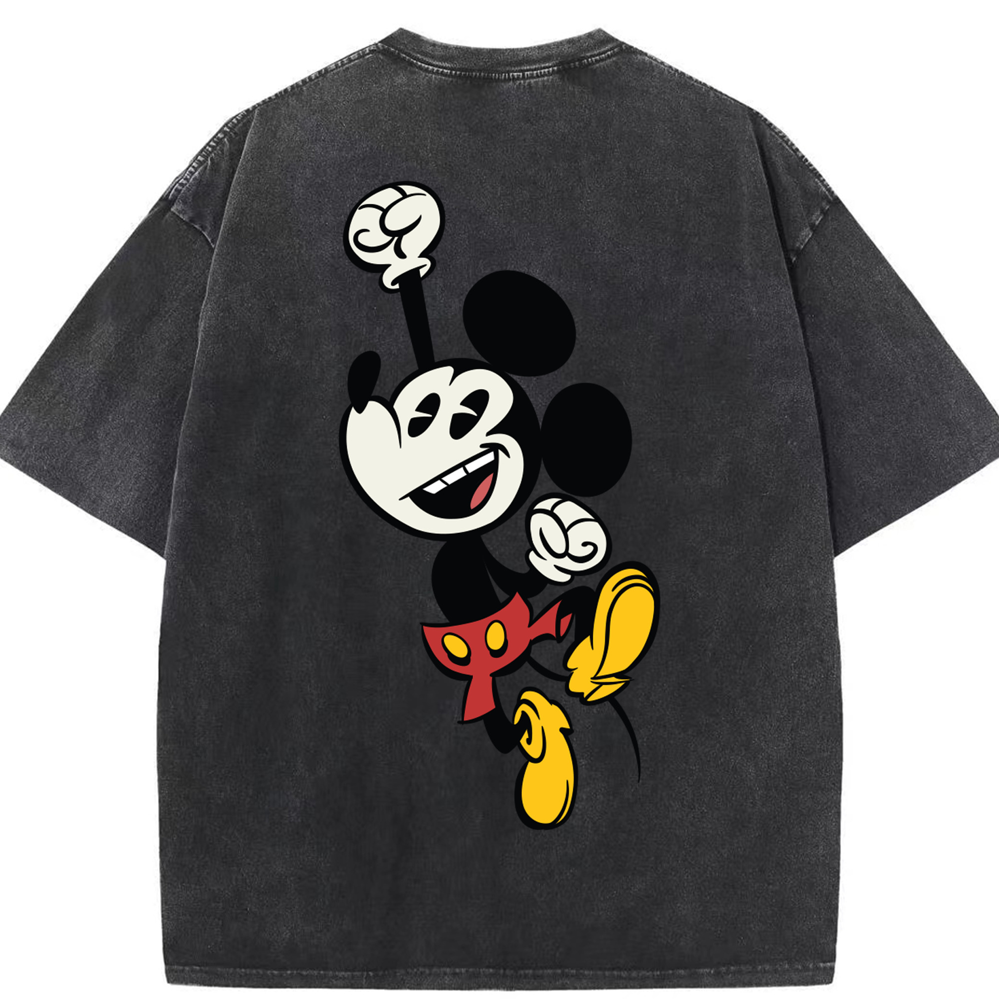 （画像用） ミッキーマウス Mickey Mouse 綿100% ヴィンテージ風 半袖Tシャツ（背面プリント）