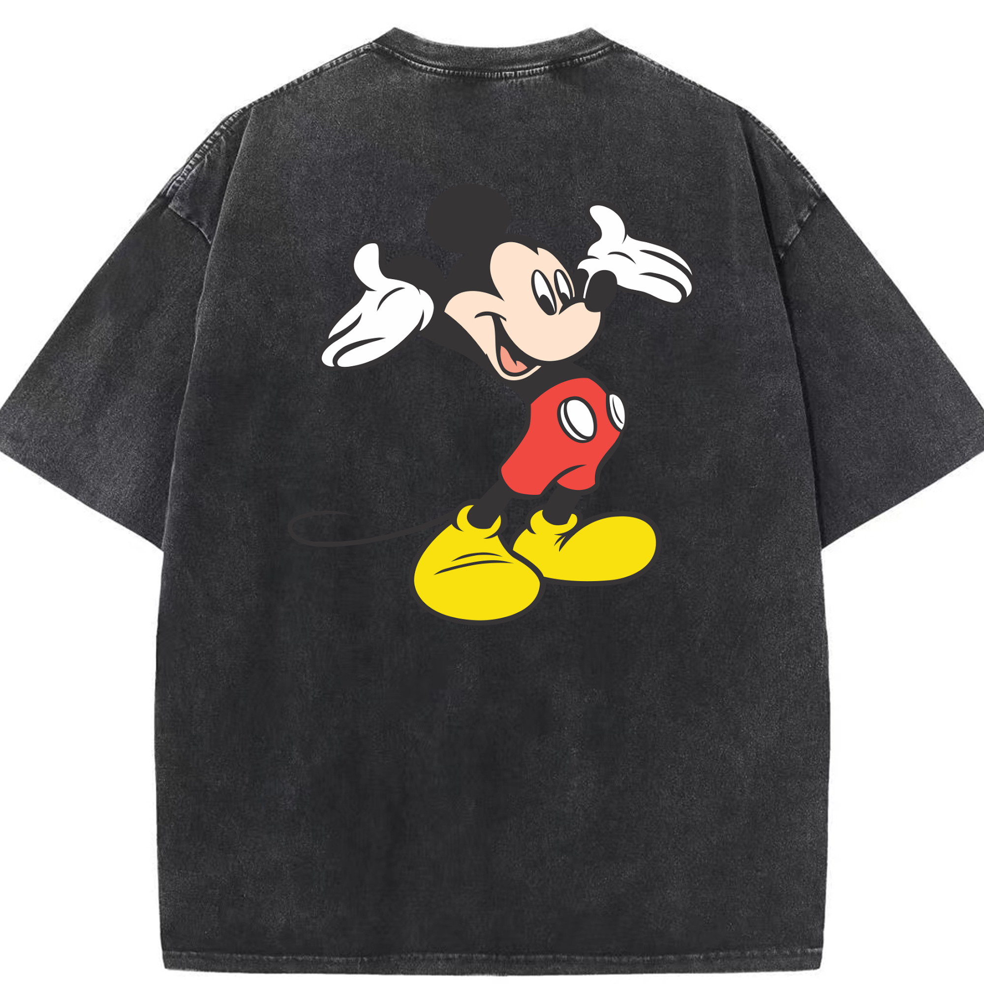 （画像用） ミッキーマウス Mickey Mouse 綿100% ヴィンテージ風 半袖Tシャツ（背面プリント）