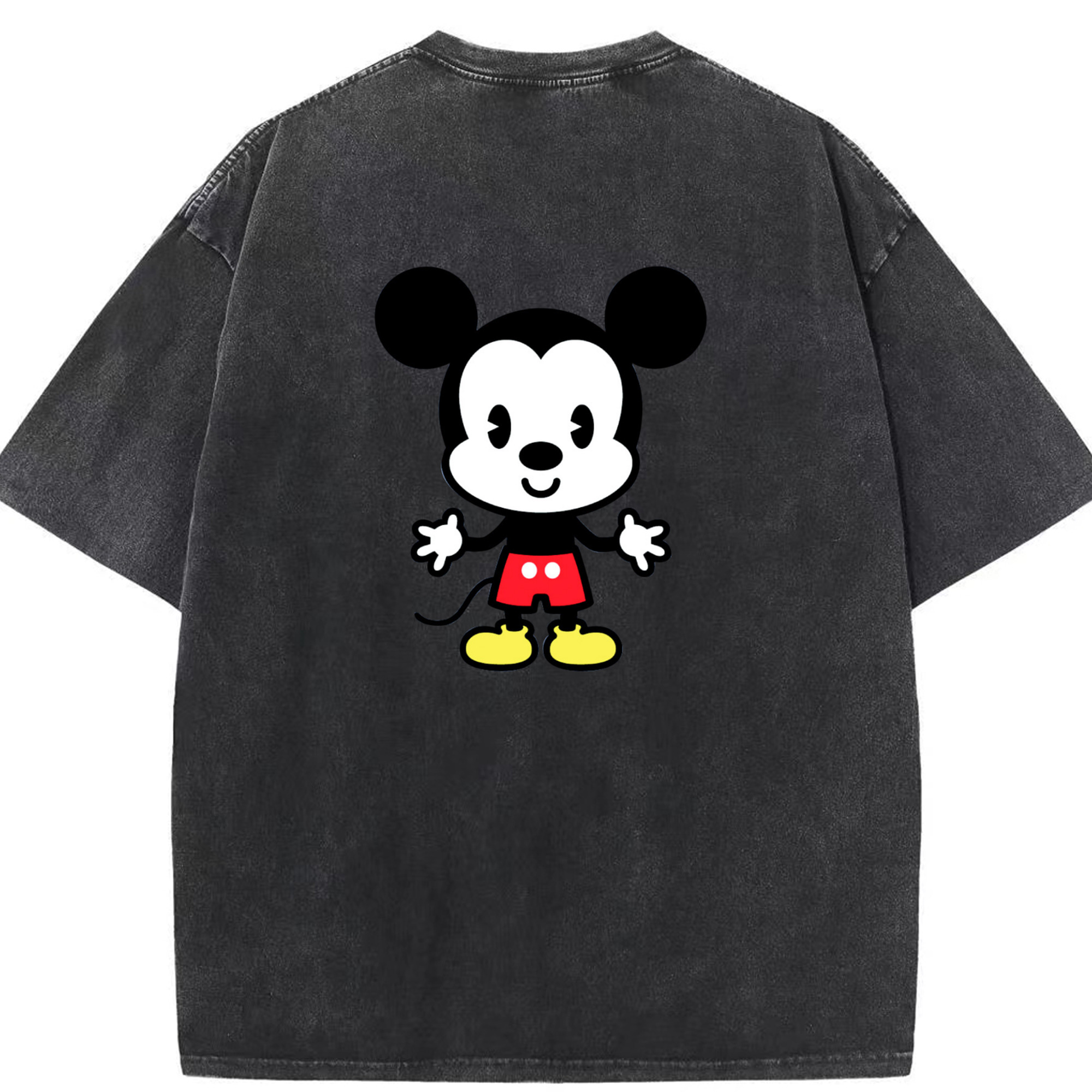 （画像用） ミッキーマウス Mickey Mouse 綿100% ヴィンテージ風 半袖Tシャツ（背面プリント）