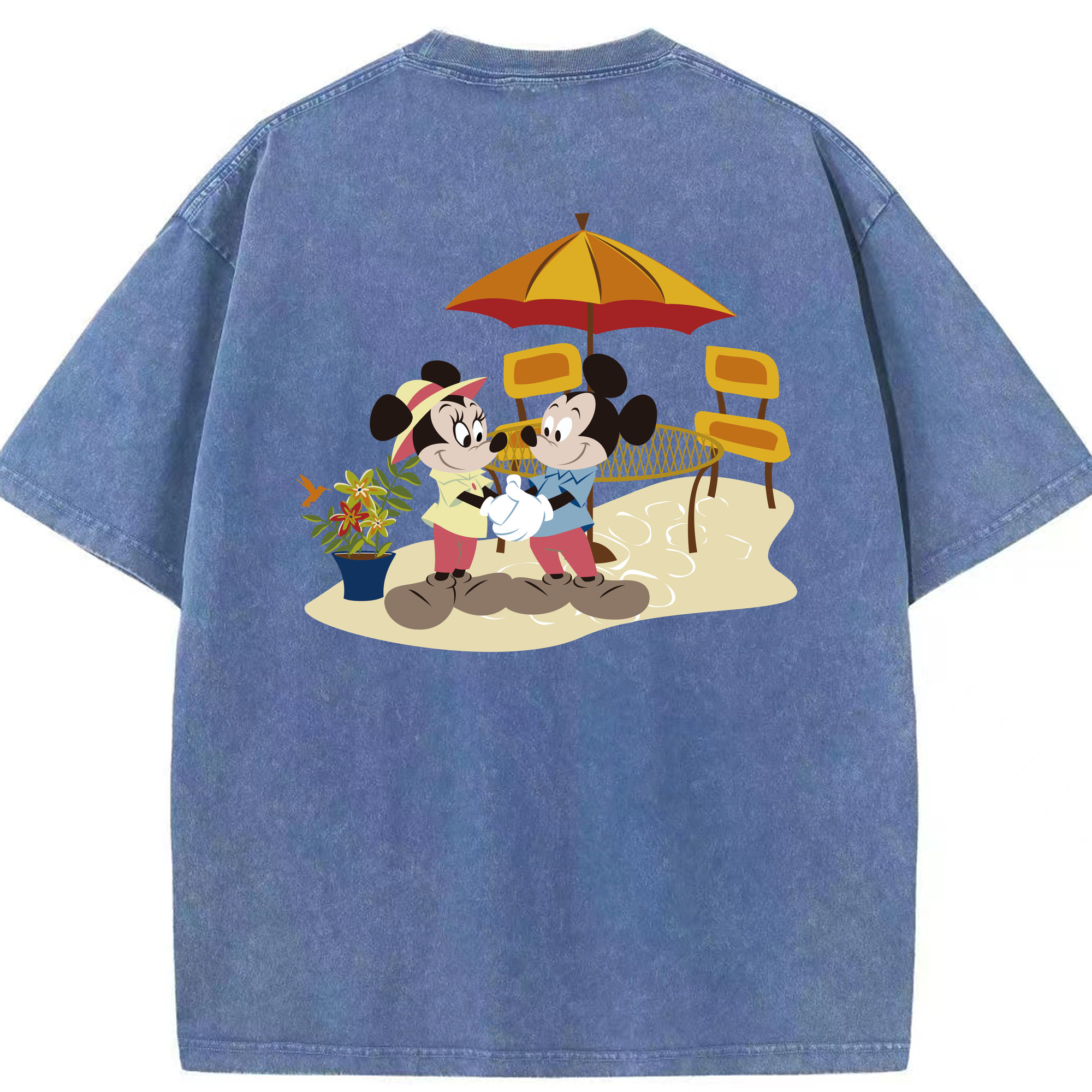 （画像用） ミッキーマウス Mickey Mouse 綿100% ヴィンテージ風 半袖Tシャツ（背面プリント）
