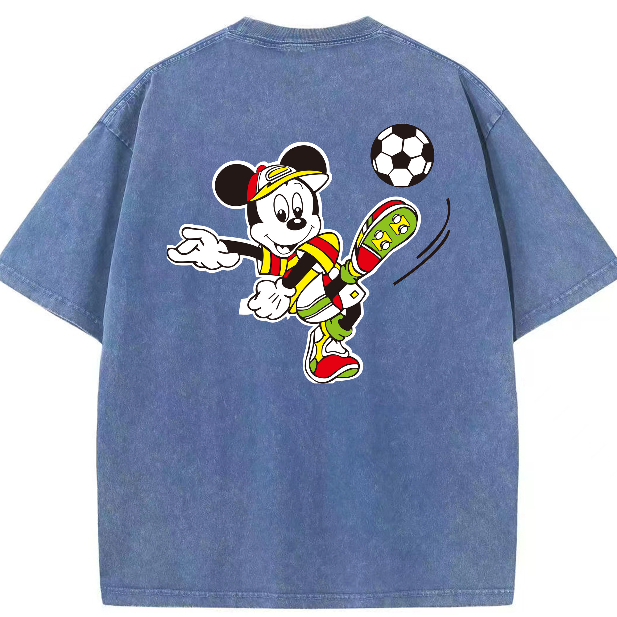 （画像用） ミッキーマウス Mickey Mouse 綿100% ヴィンテージ風 半袖Tシャツ（背面プリント）